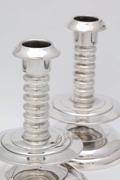 Unusual Pair of Sterling Silver Candlesticks in the 16th Century Capstan Style