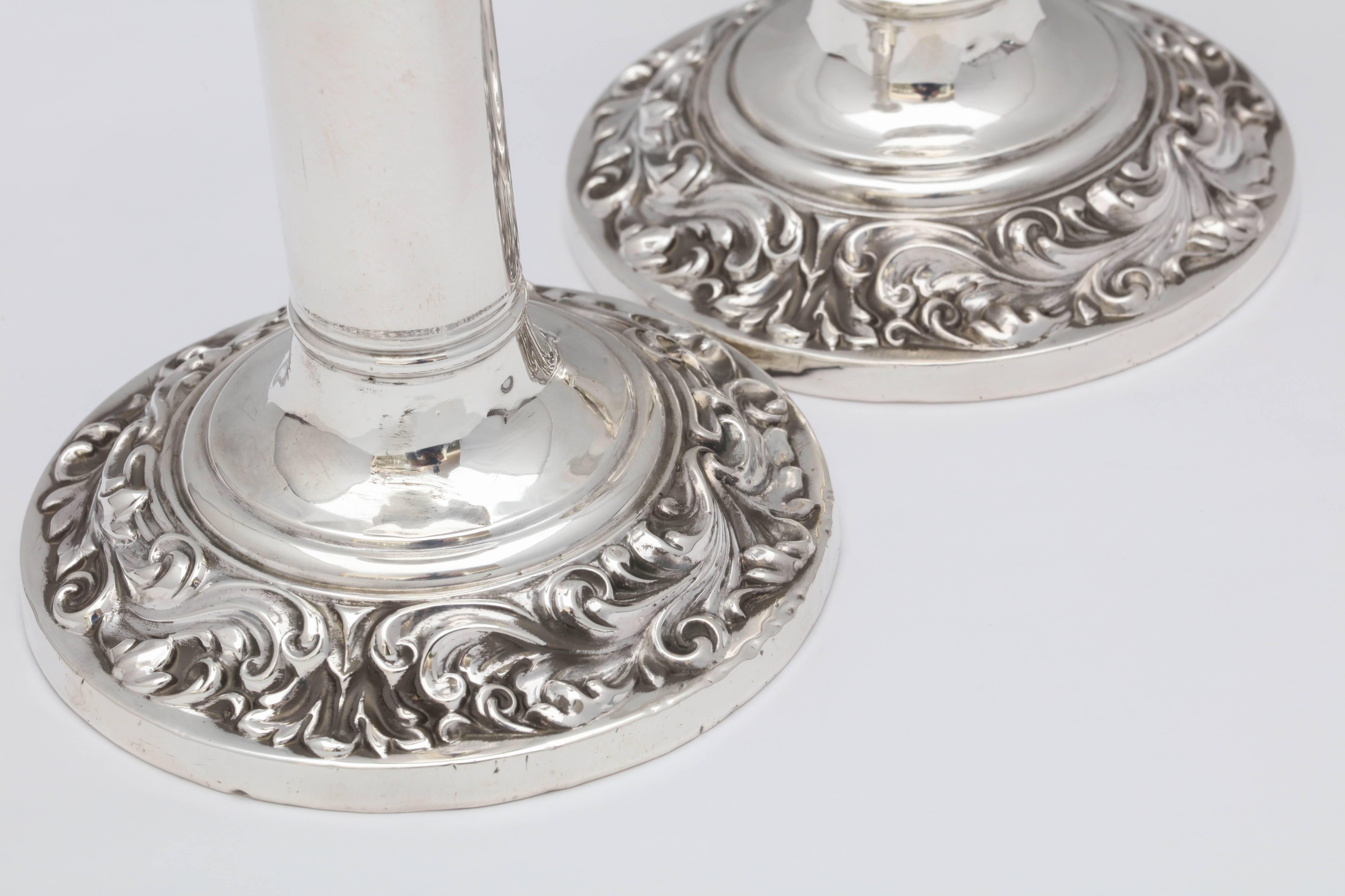 English Pair of Edwardian, Sterling Silver Candlesticks