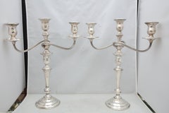 Pair of Tall Empire Style Sterling Silver Candelabra