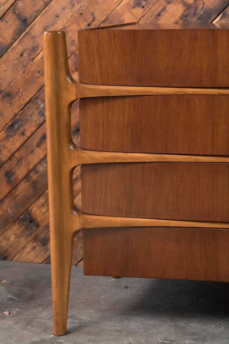 Sculptural Curved Mid Century Dresser by William Hinn, Sweden, Work of