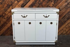 Brass and Lacquer Hollywood Regency Drexel Campaign Rolling Bar Cart, 1970s