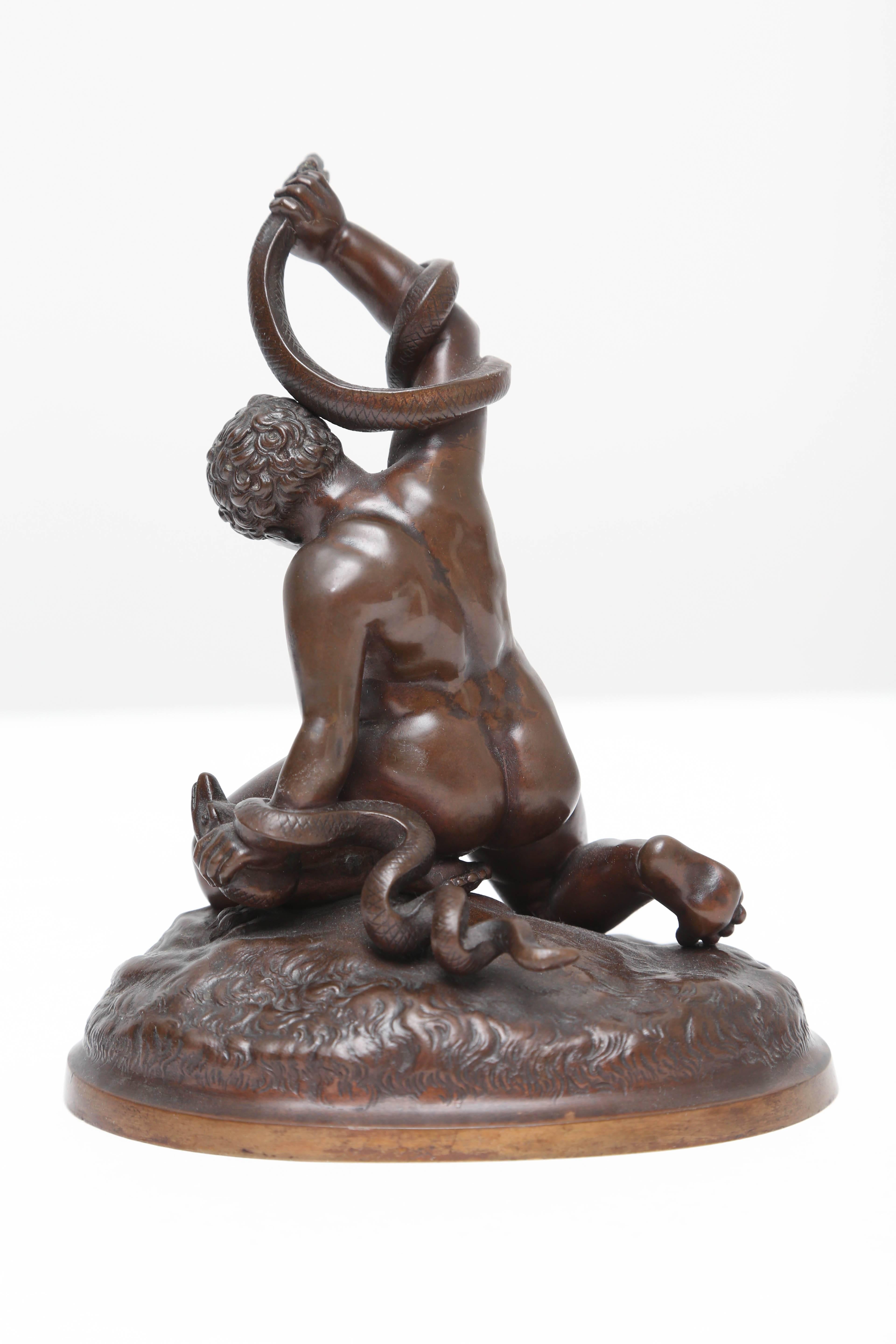 Italian Bronze of the Young Hercules Wrestling with Serpents, Italy, 18th Century