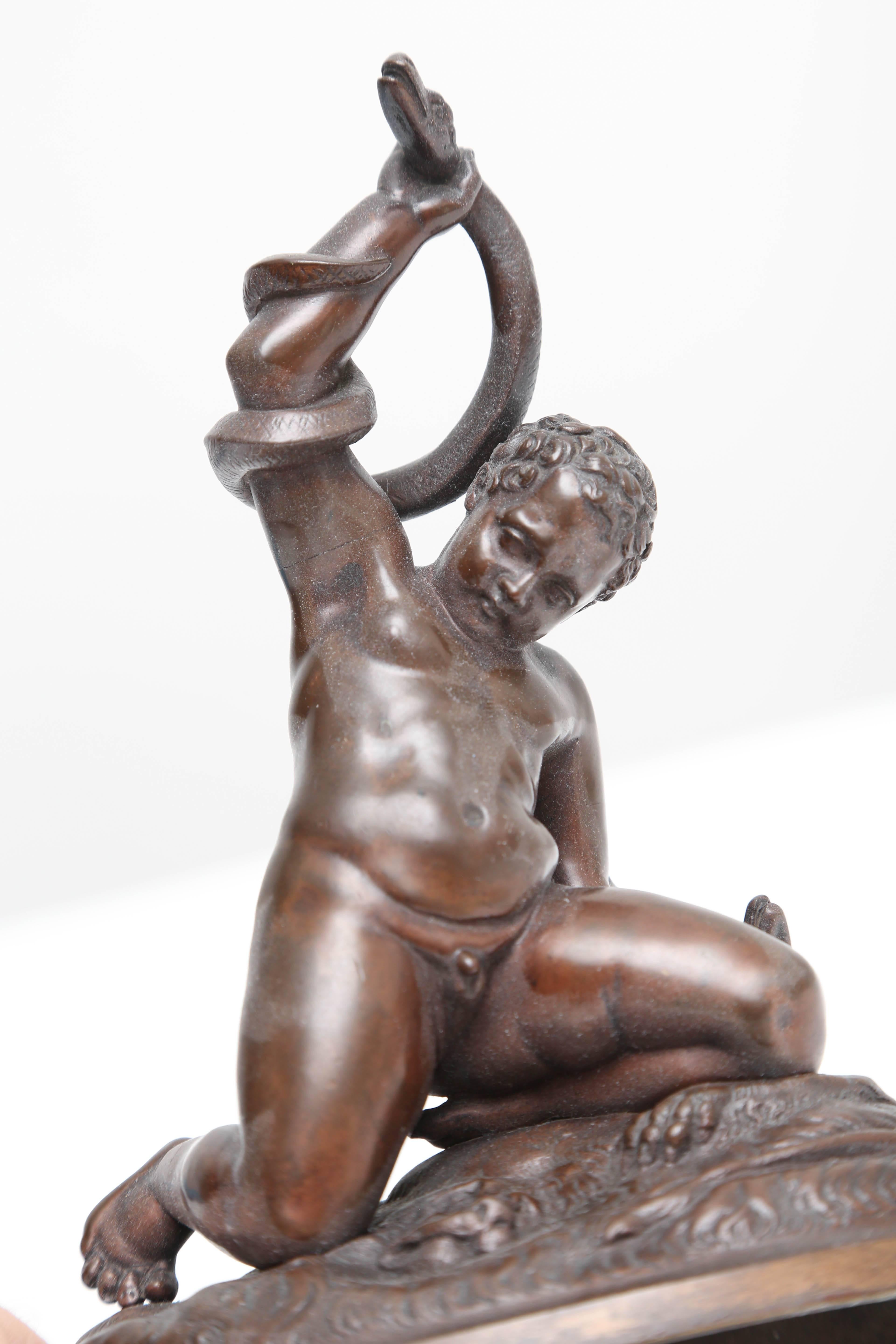 Cast Bronze of the Young Hercules Wrestling with Serpents, Italy, 18th Century