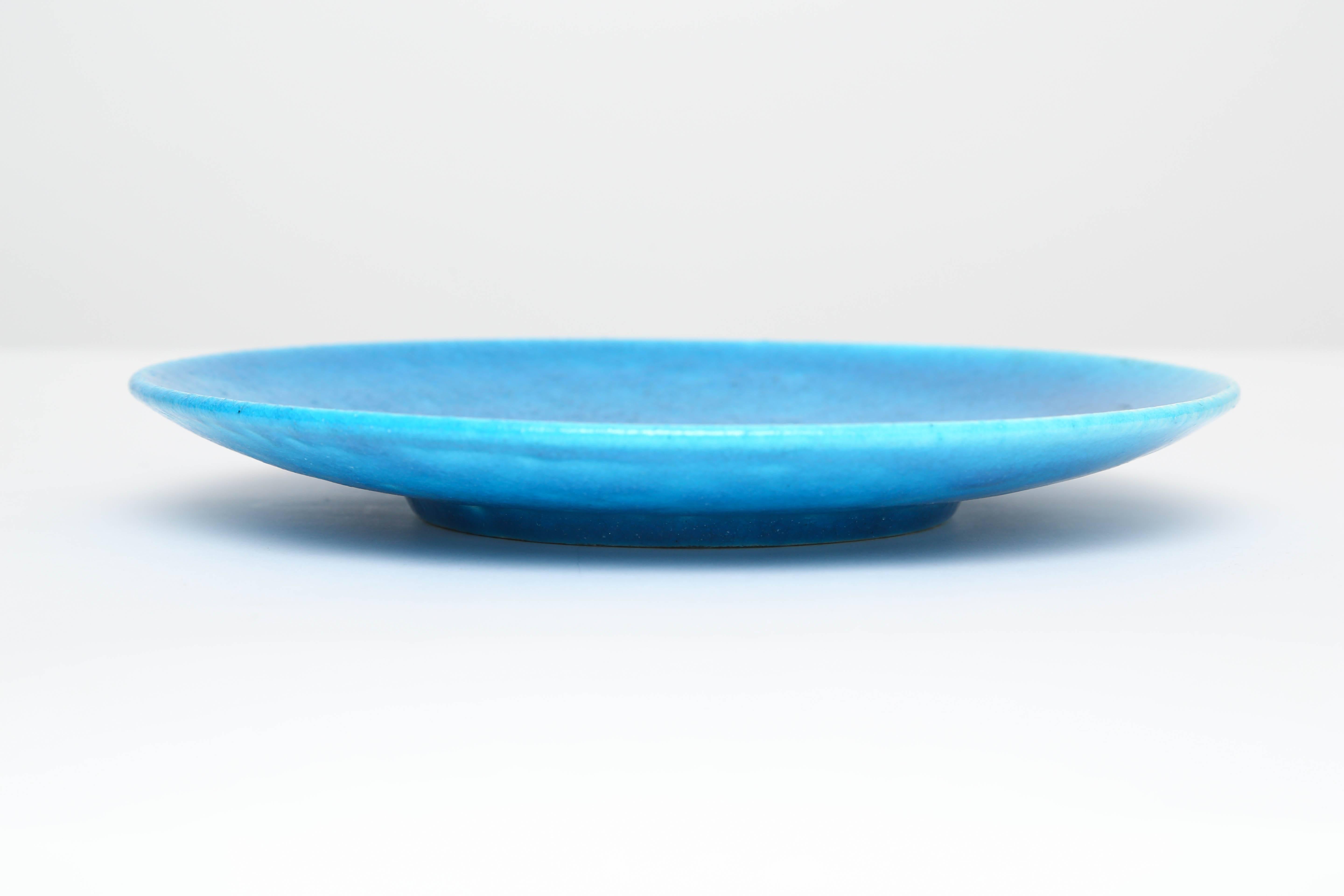 Turquoise Blue Faience Charger by Raoul Lachenal, French, 1930 In Excellent Condition In Kensington, MD