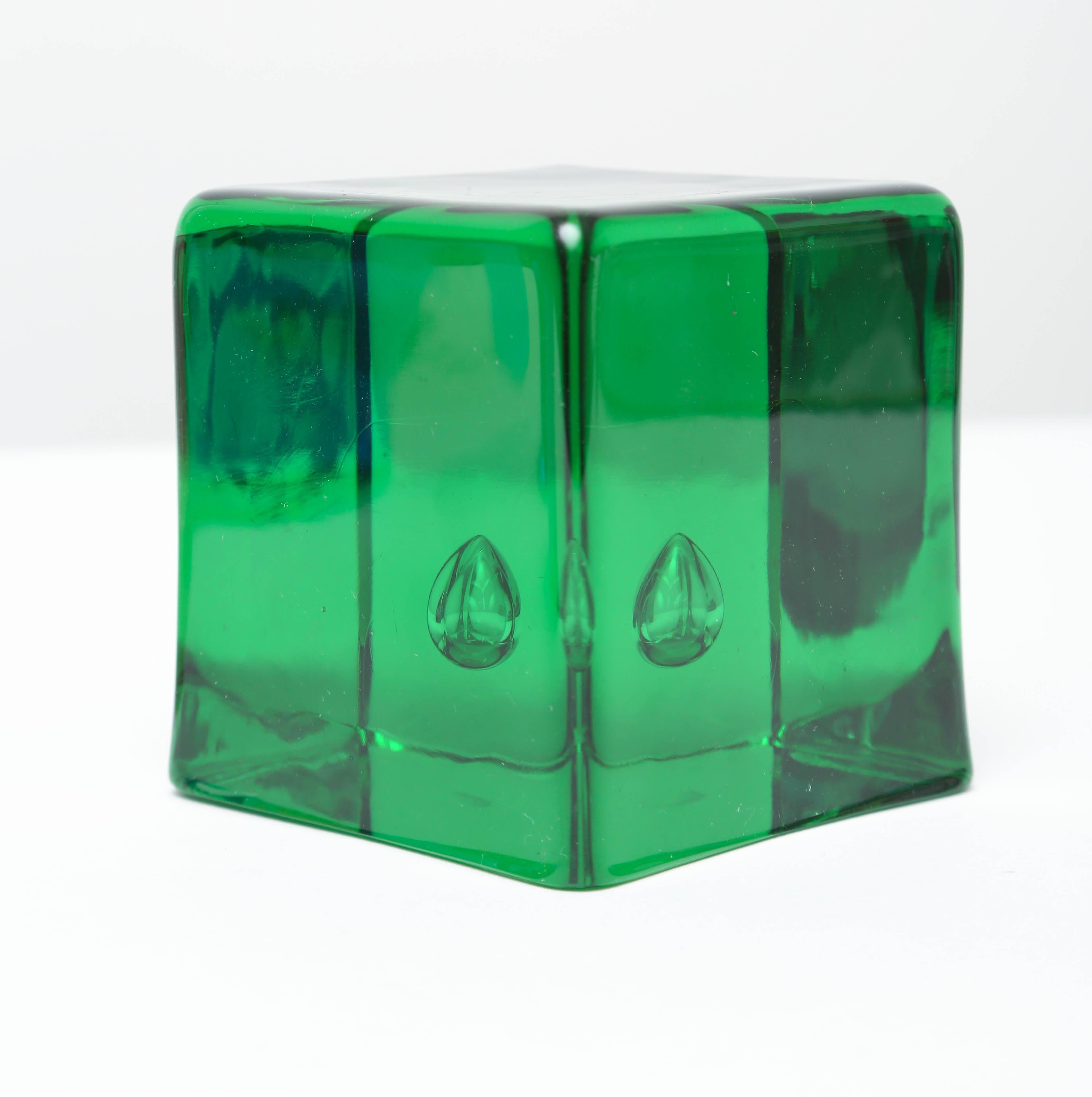 Modern Italian Handblown Glass Cube, Cone, Sphere and Cylinders Encasing Bubbles For Sale