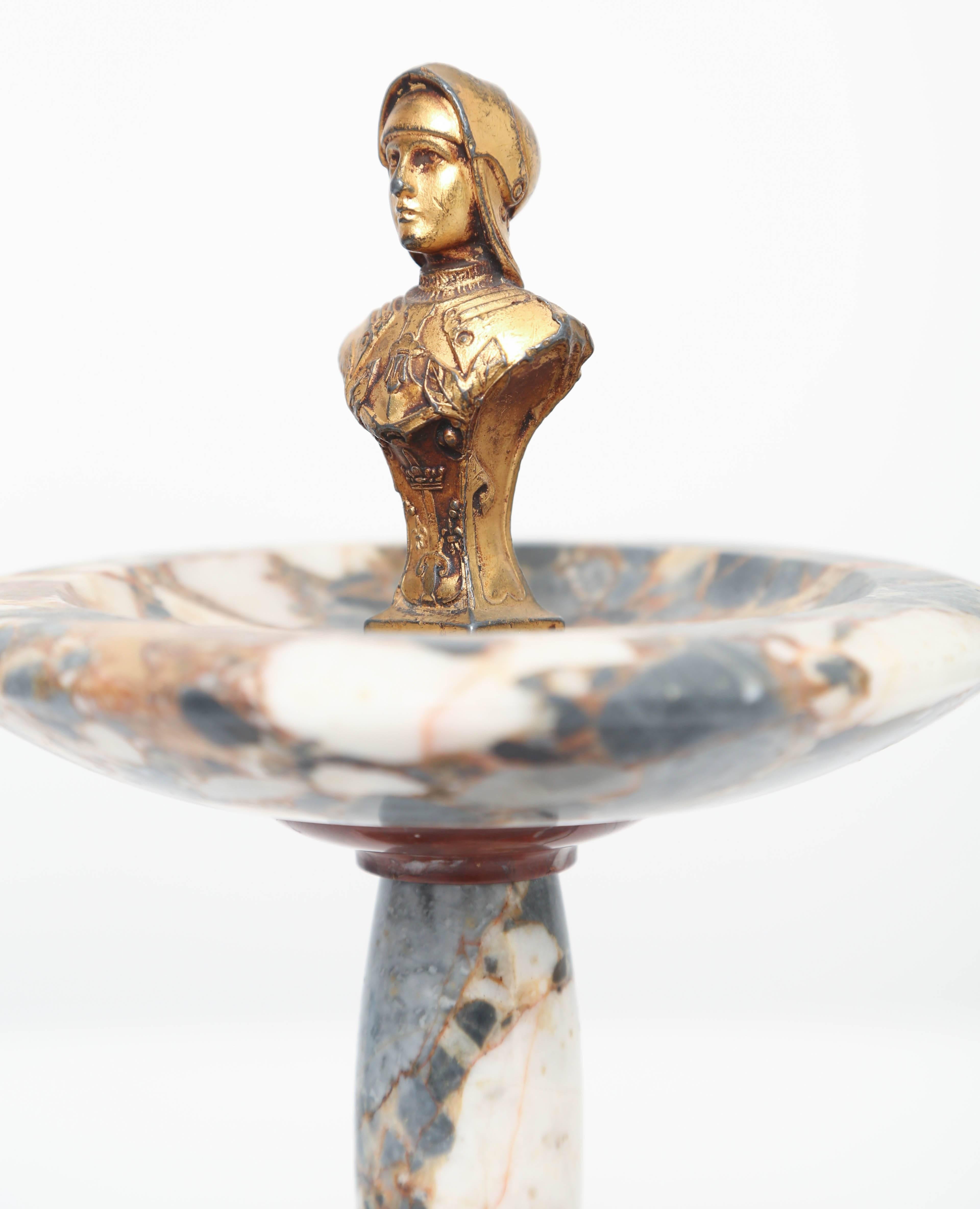 19th Century Marble Tazza with bust of Joan of Arc, French, 19th c.