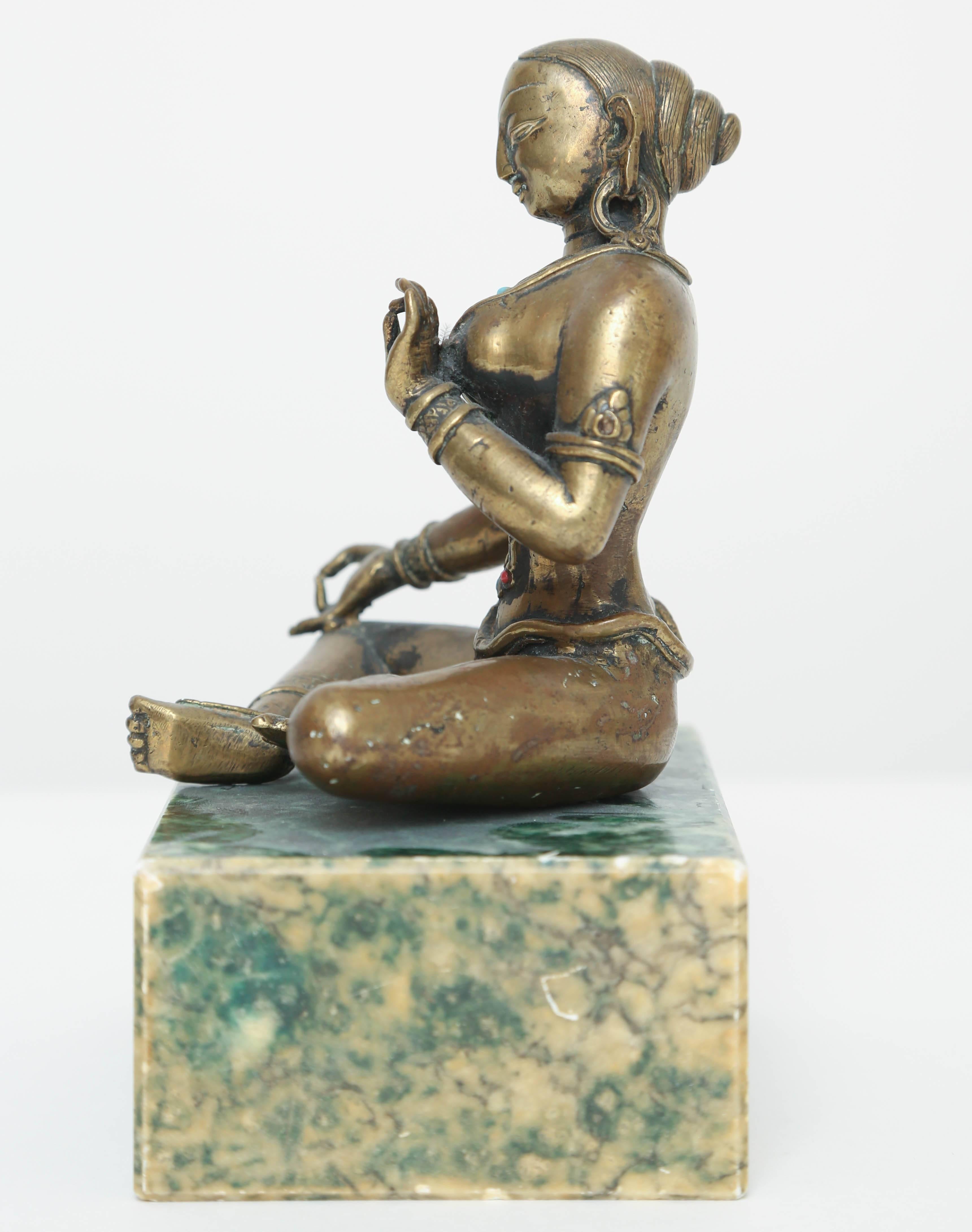 Indian Bronze Figure of the Seated Goddess Tara, India, 19th Century