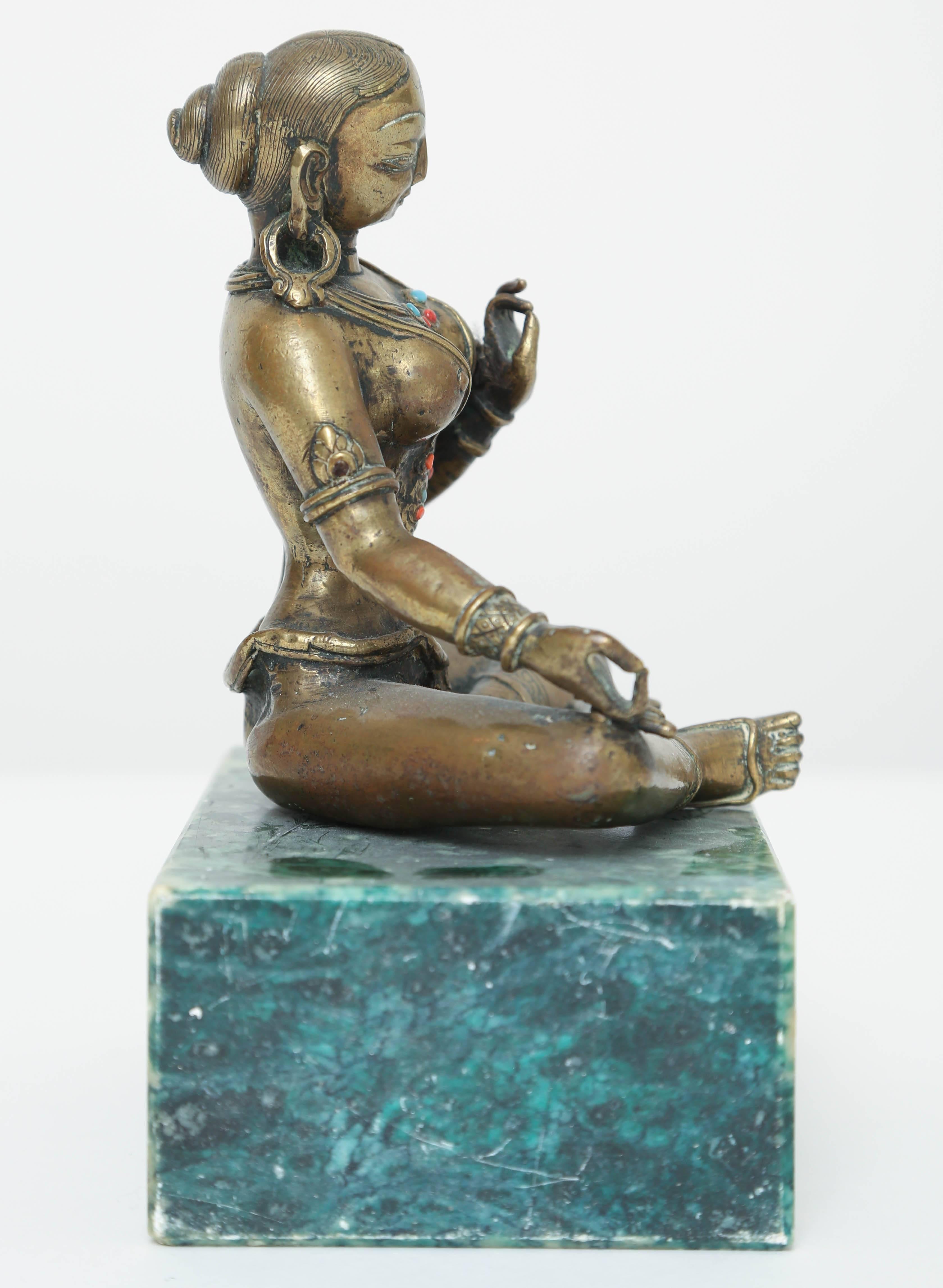 Bronze Figure of the Seated Goddess Tara, India, 19th Century 2