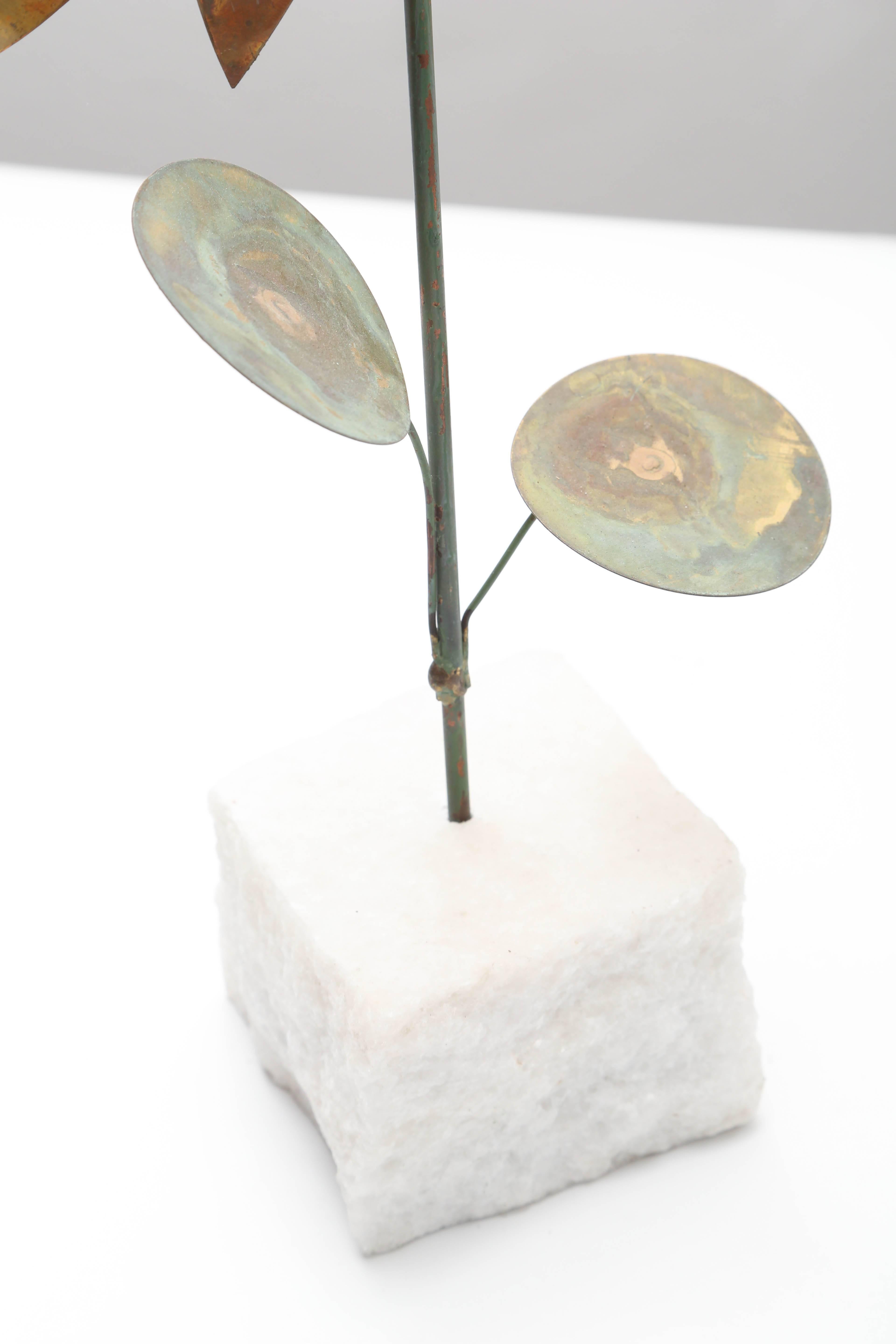 Cast Rare Signed Curtis Jere Copper and Resin Sunflower Sculpture, 1968