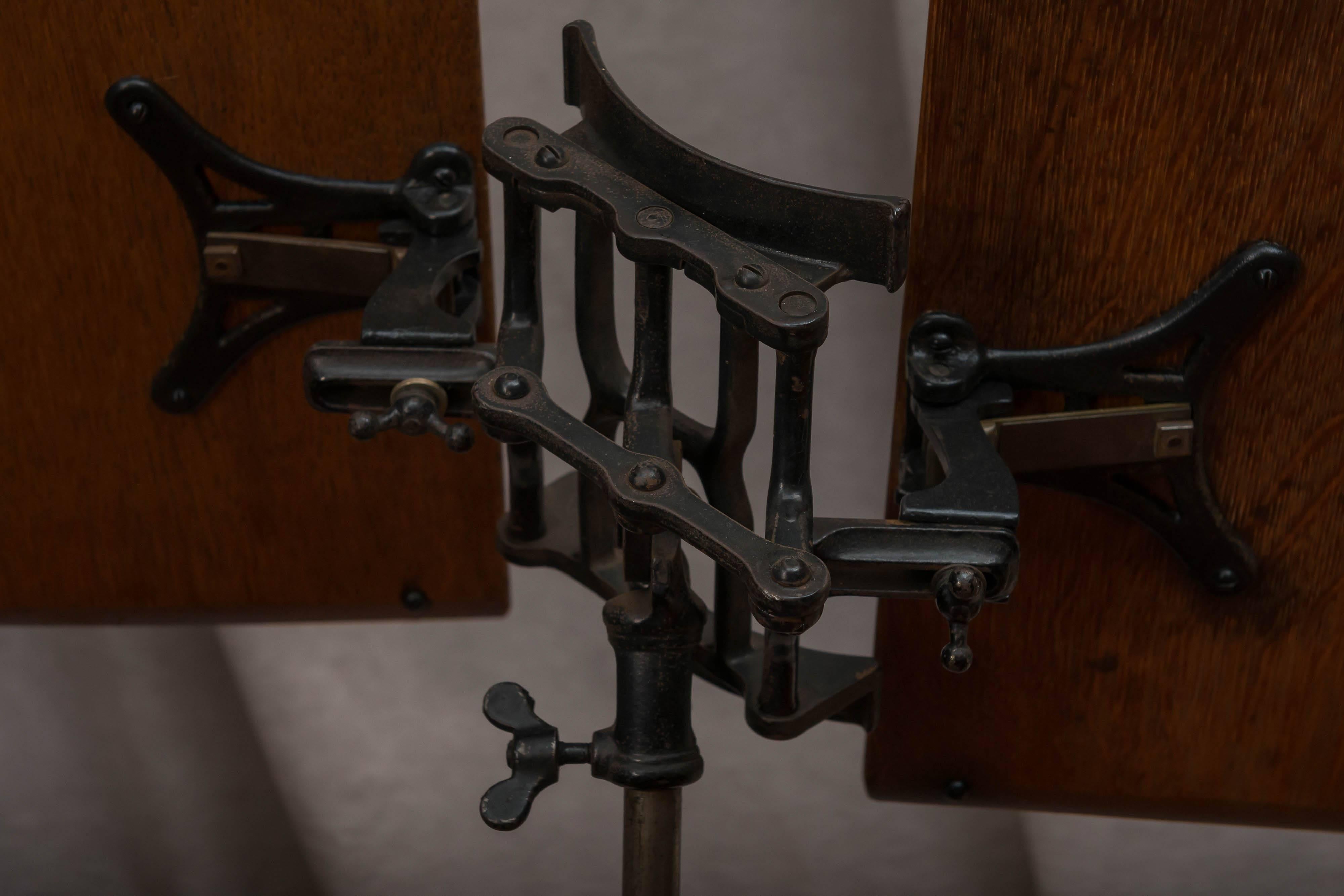 Carved Oak and Cast Iron Dictionary Stand