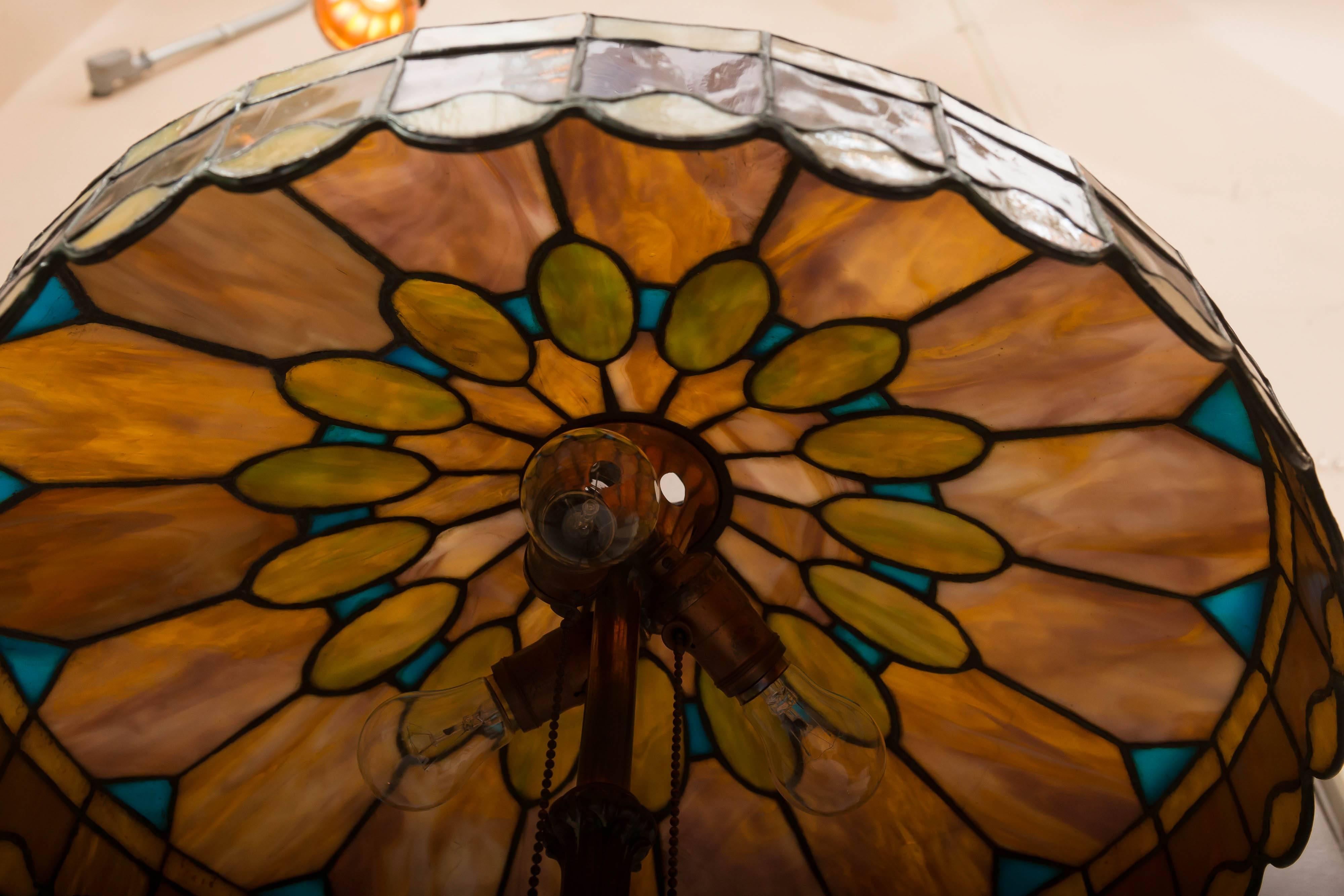 American Leaded Glass Table Lamp by Duffner & Kimberly, New York, circa 1900
