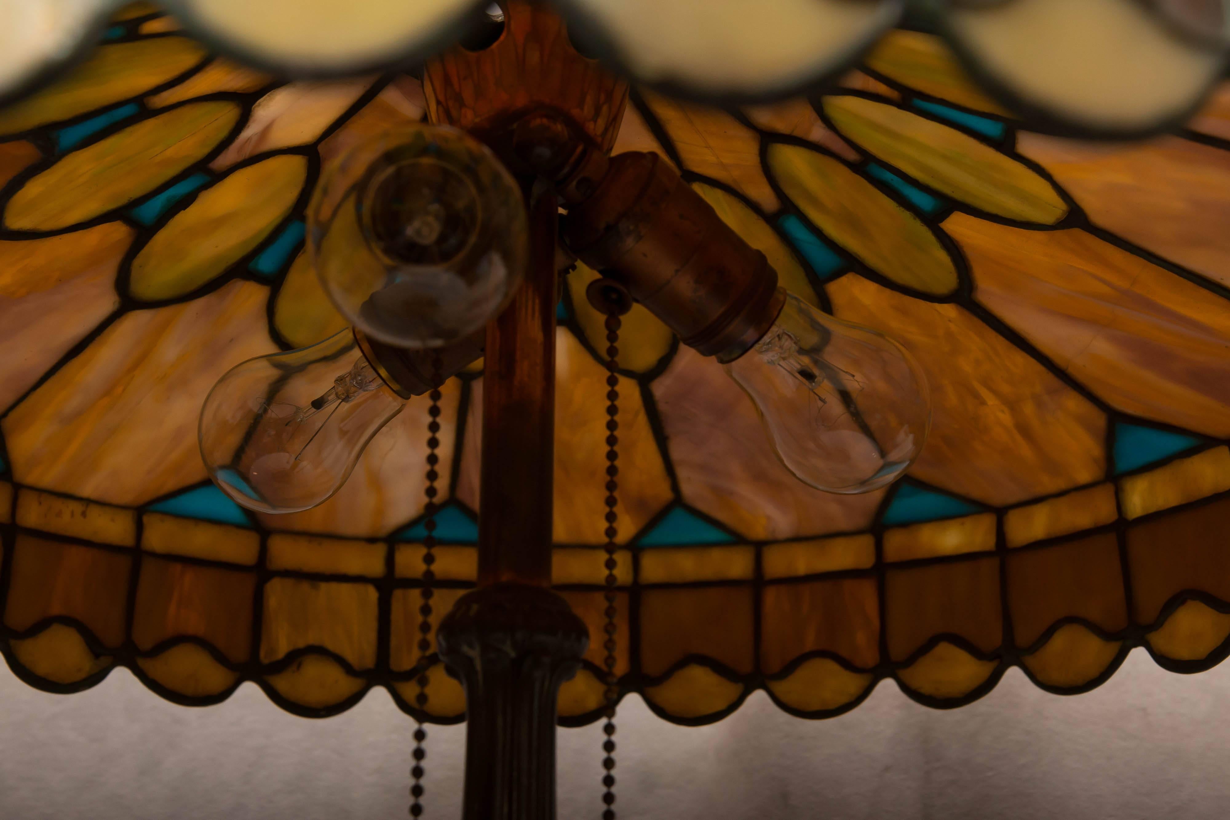Hand-Crafted Leaded Glass Table Lamp by Duffner & Kimberly, New York, circa 1900
