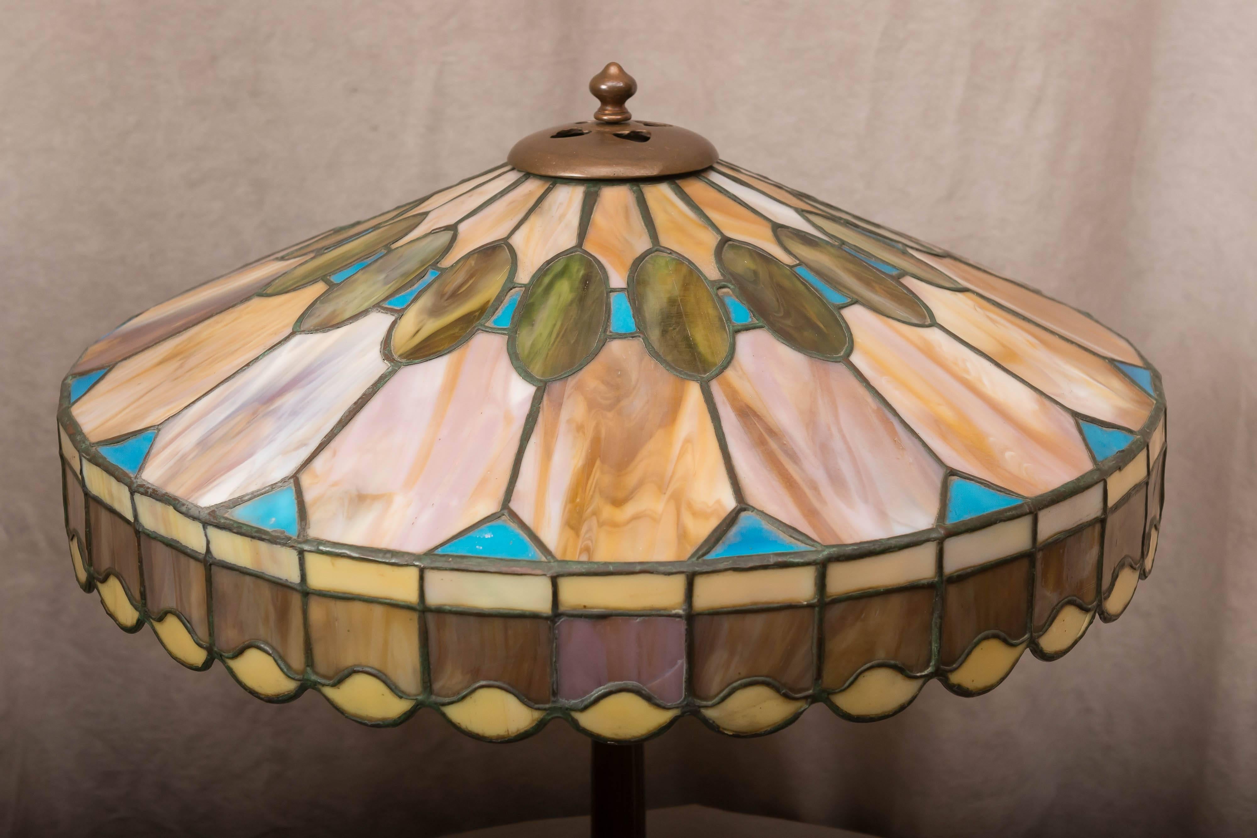 Early 20th Century Leaded Glass Table Lamp by Duffner & Kimberly, New York, circa 1900