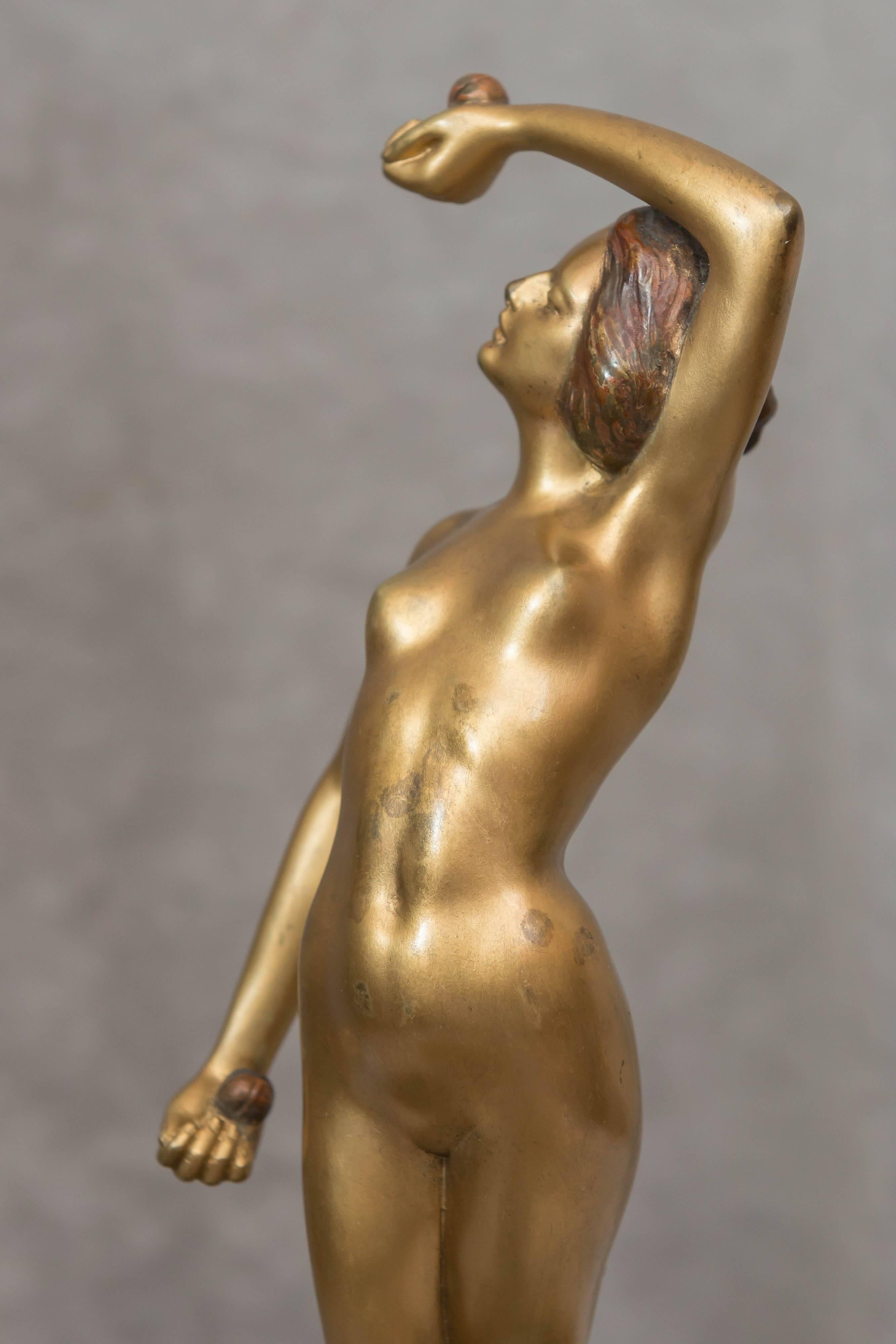 Hand-Crafted Austrian Naughty, Movable Bronze of a Maiden with Removable Dress ca. 1920s For Sale