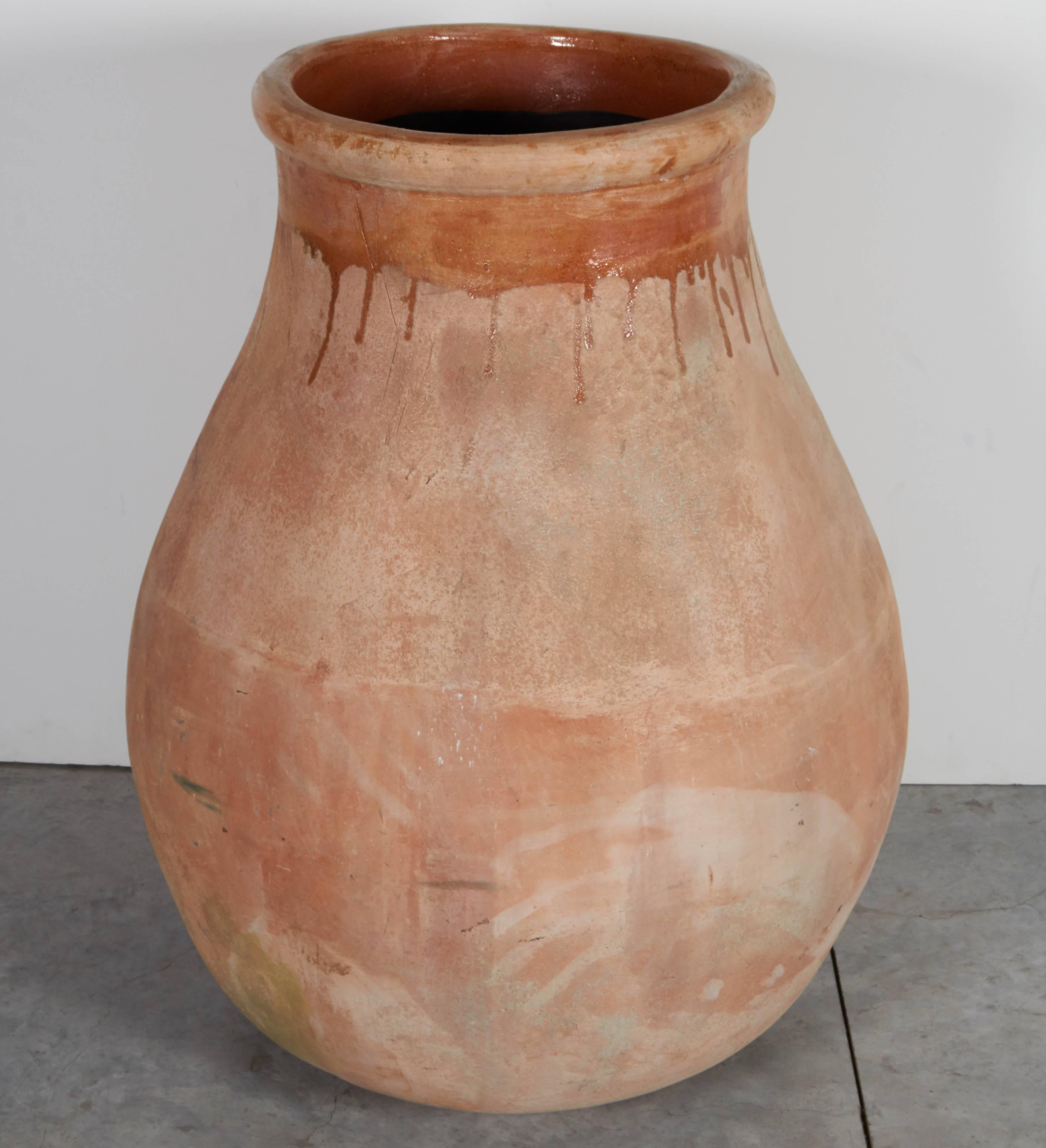 Tall, Graceful Earthenware Jar in Washed Out Mediterranean Hues For Sale 1