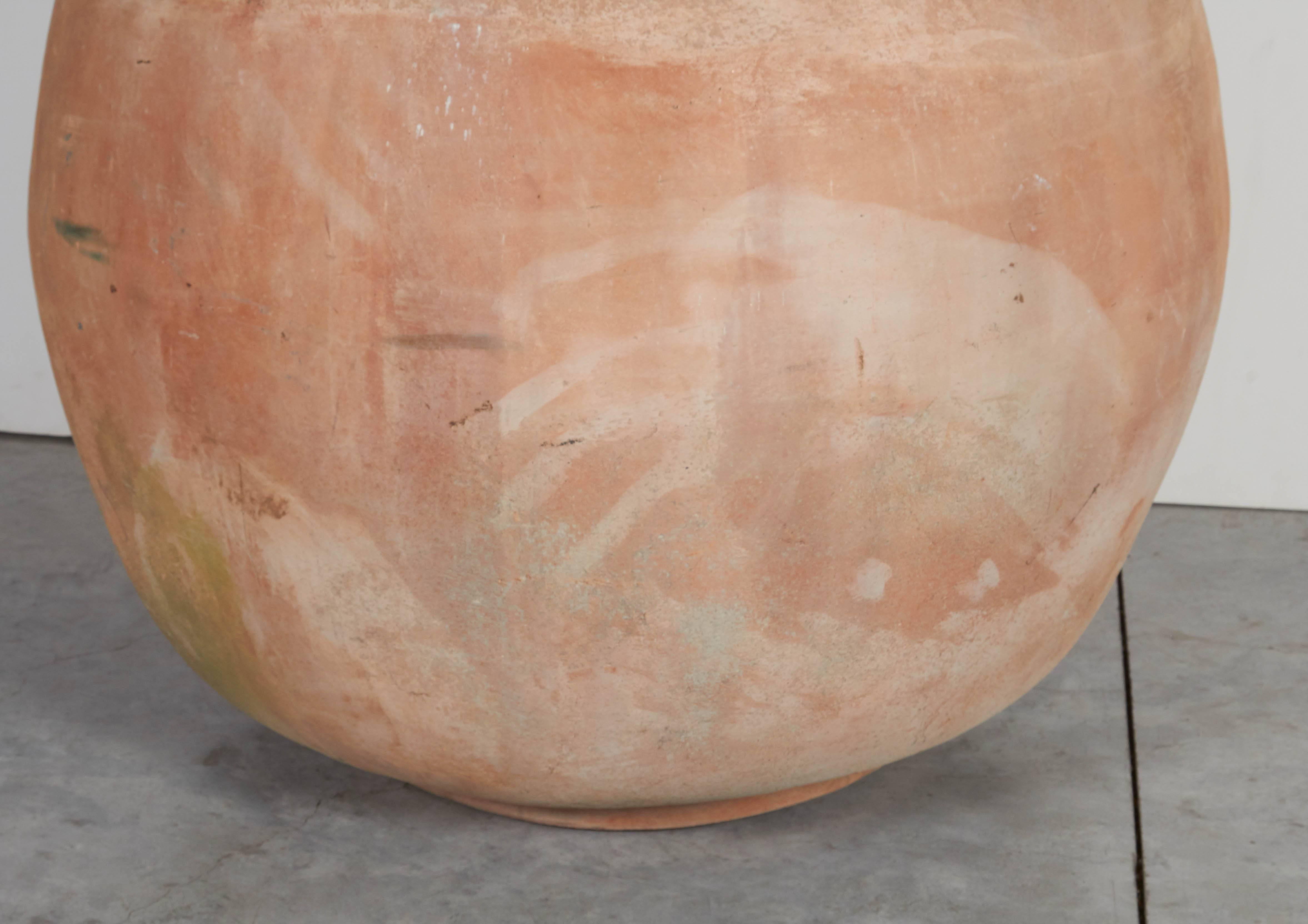 Tall, Graceful Earthenware Jar in Washed Out Mediterranean Hues For Sale 2
