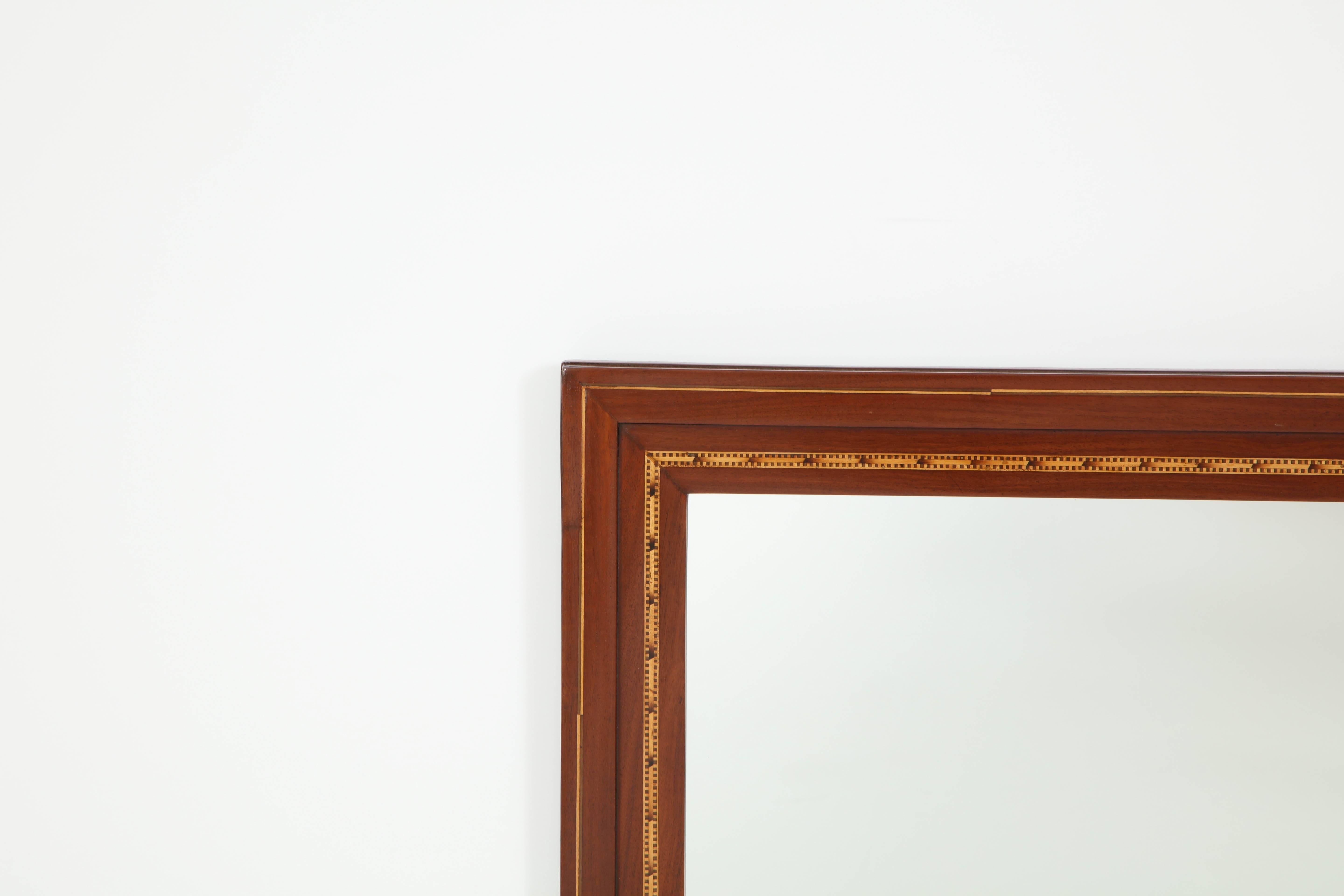 Neoclassical Danish Fruitwood Inlaid Mahogany Mirror, circa 1910