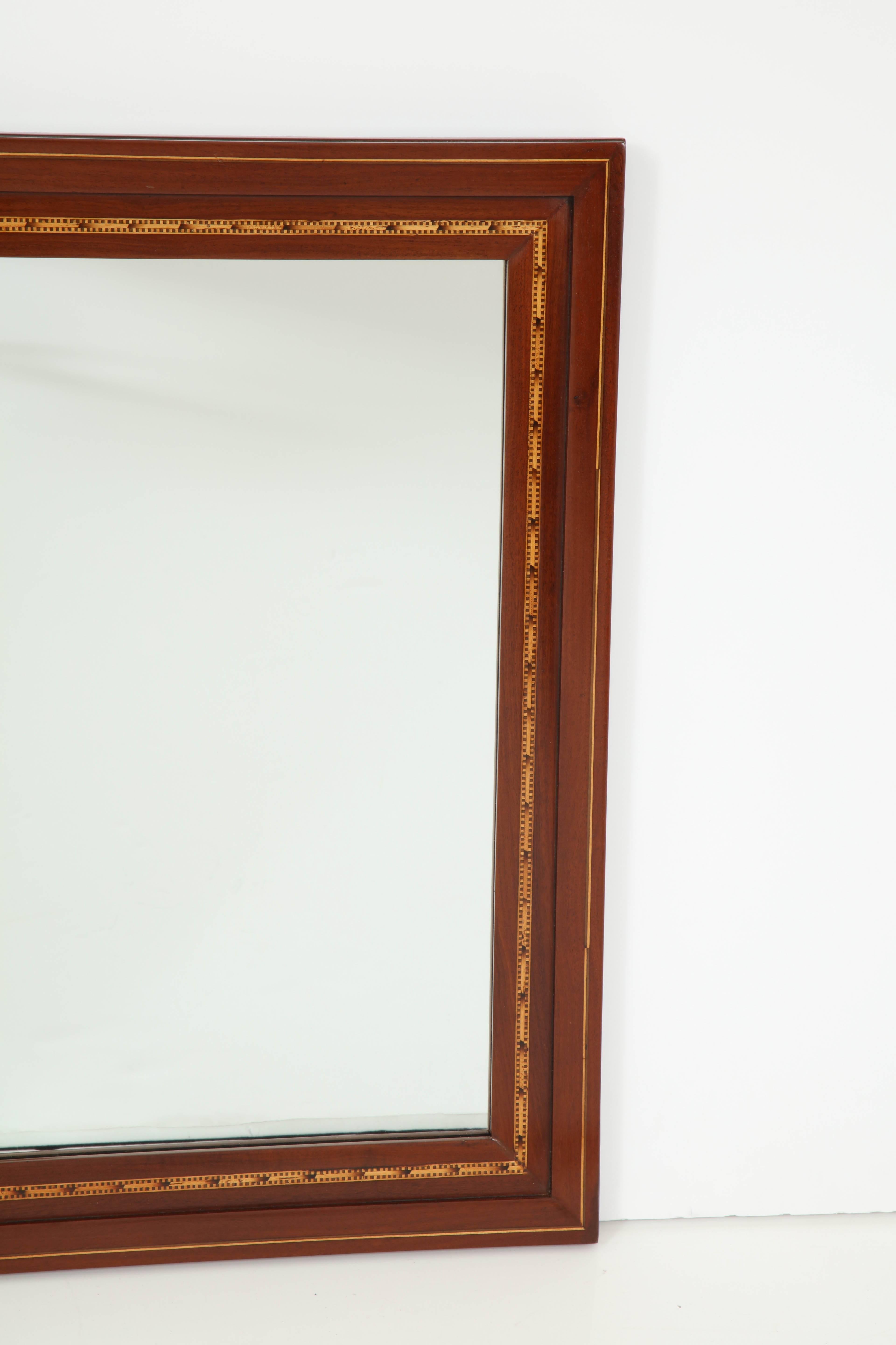 Danish Fruitwood Inlaid Mahogany Mirror, circa 1910 In Excellent Condition In New York, NY