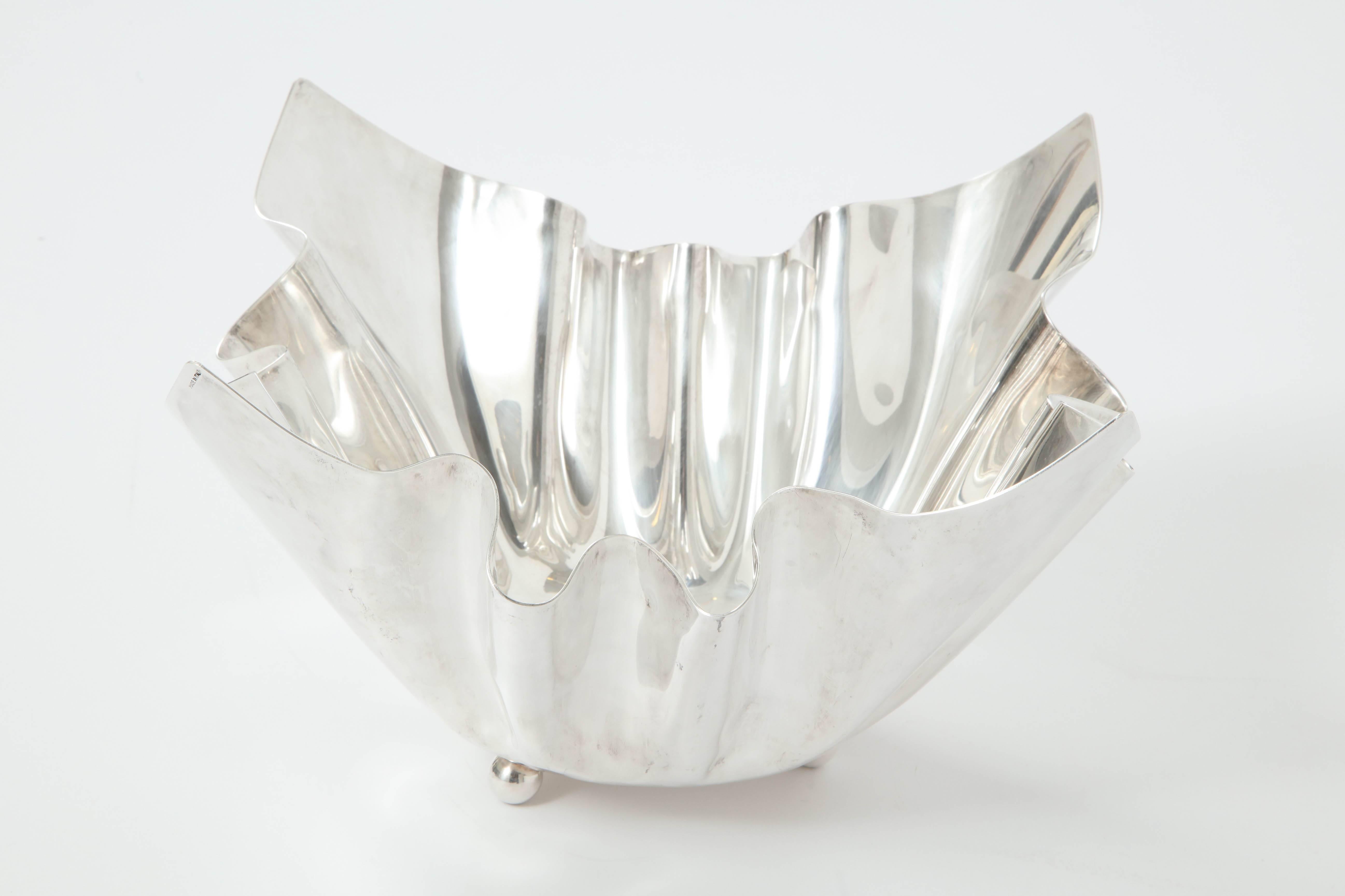 Late 20th Century Italian Silver Plate Handkerchief Bowl