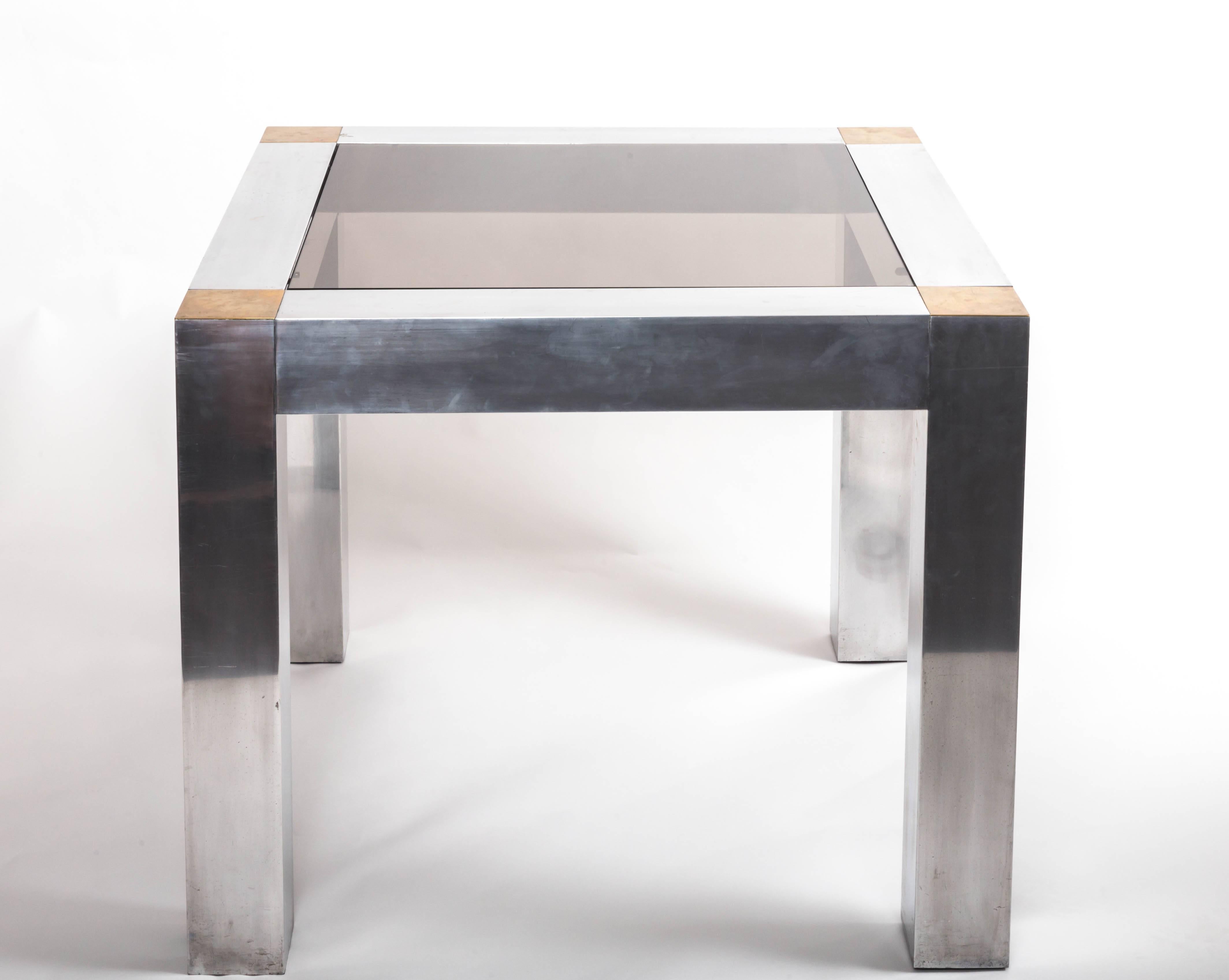 Paul Evans-Style Aluminum and Brass Parsons Table 3
