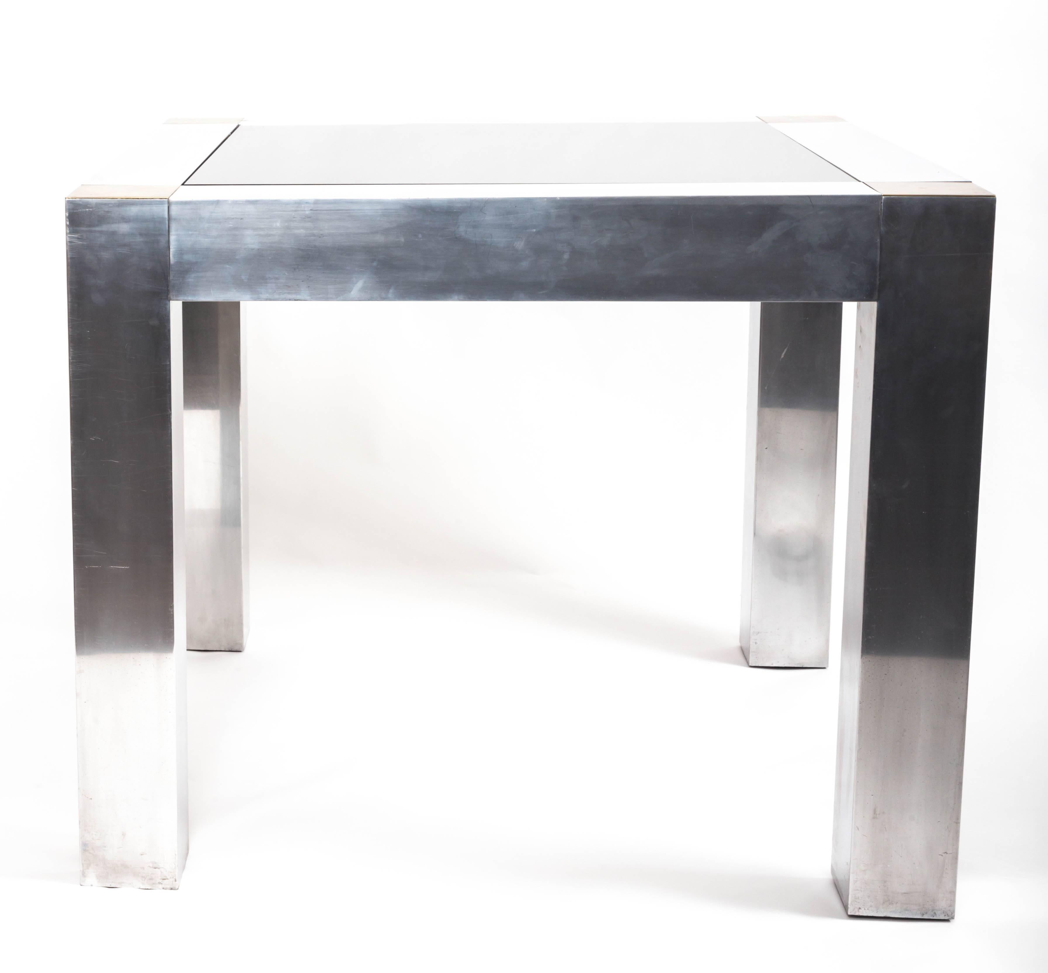 Paul Evans-Style Aluminum and Brass Parsons Table 4
