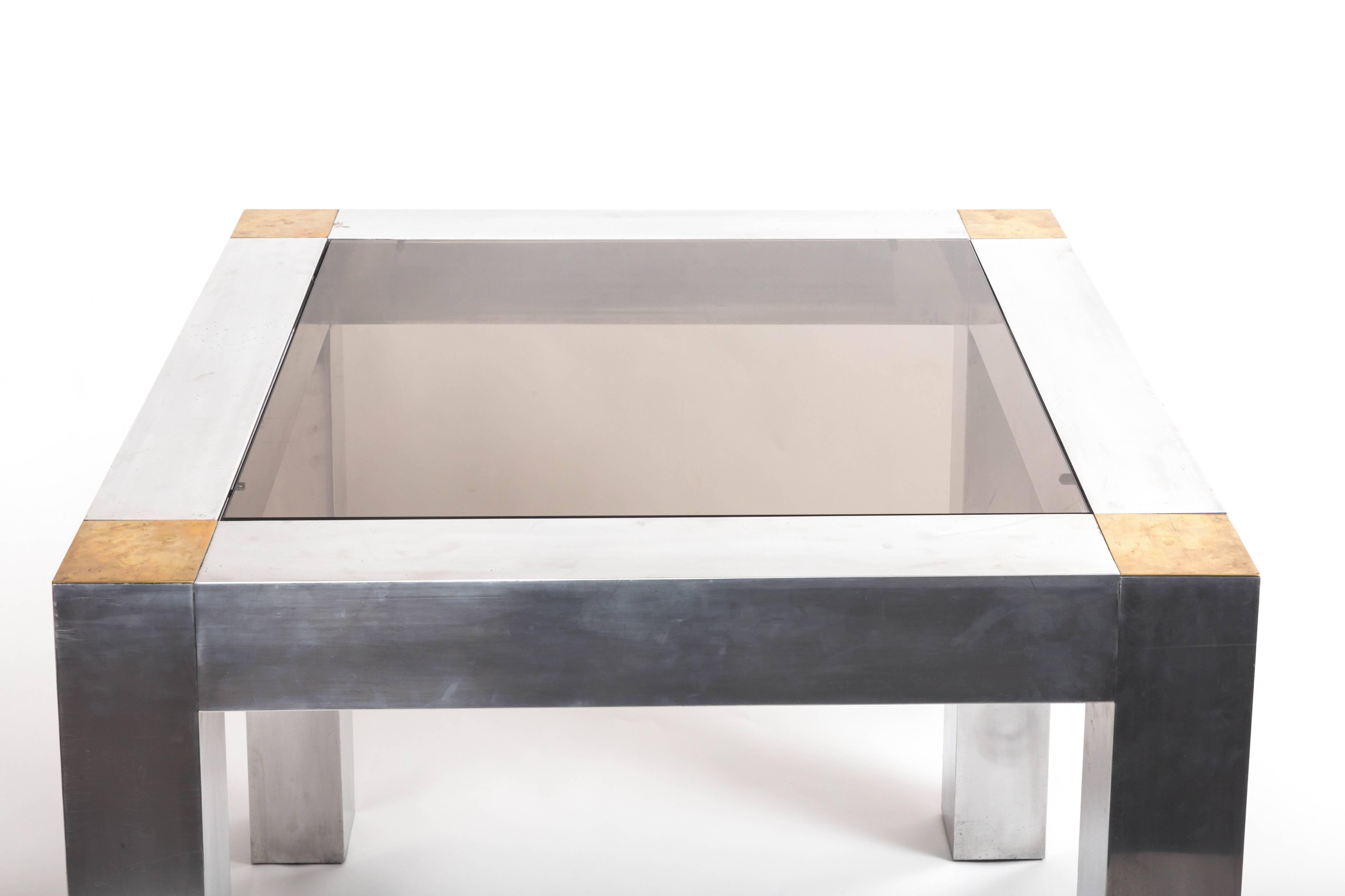 American Paul Evans-Style Aluminum and Brass Parsons Table