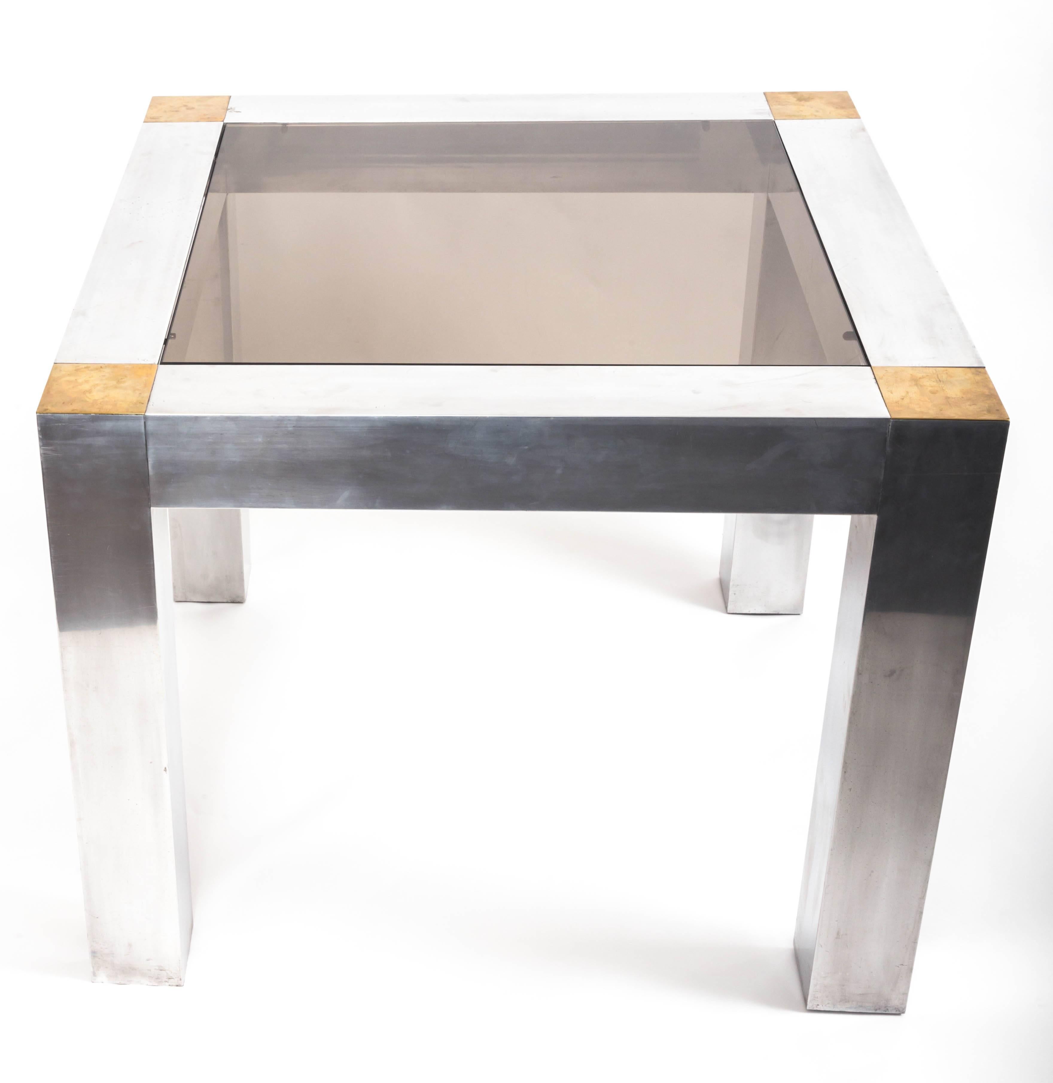Paul Evans-Style Aluminum and Brass Parsons Table 5