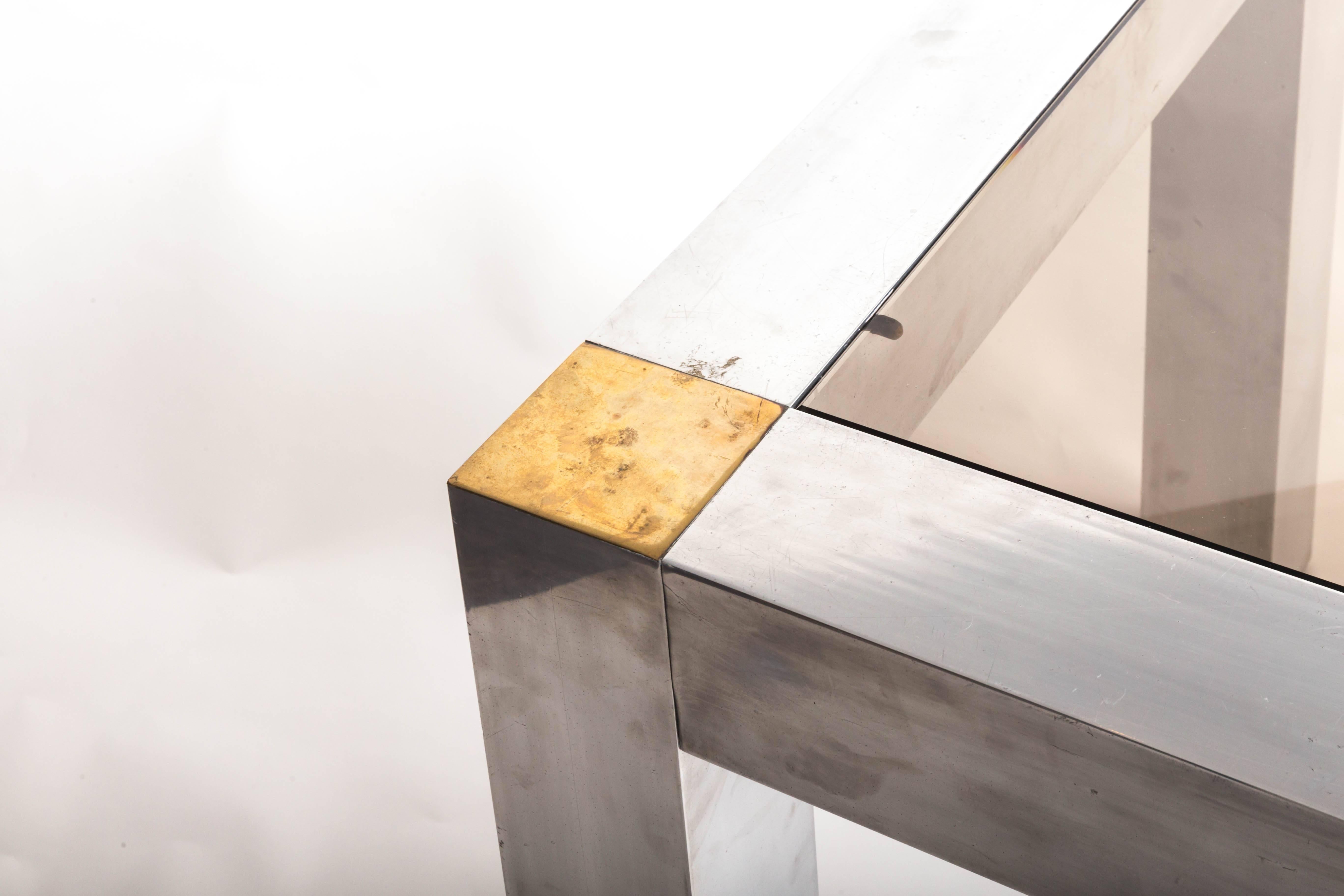 Paul Evans-Style Aluminum and Brass Parsons Table 2