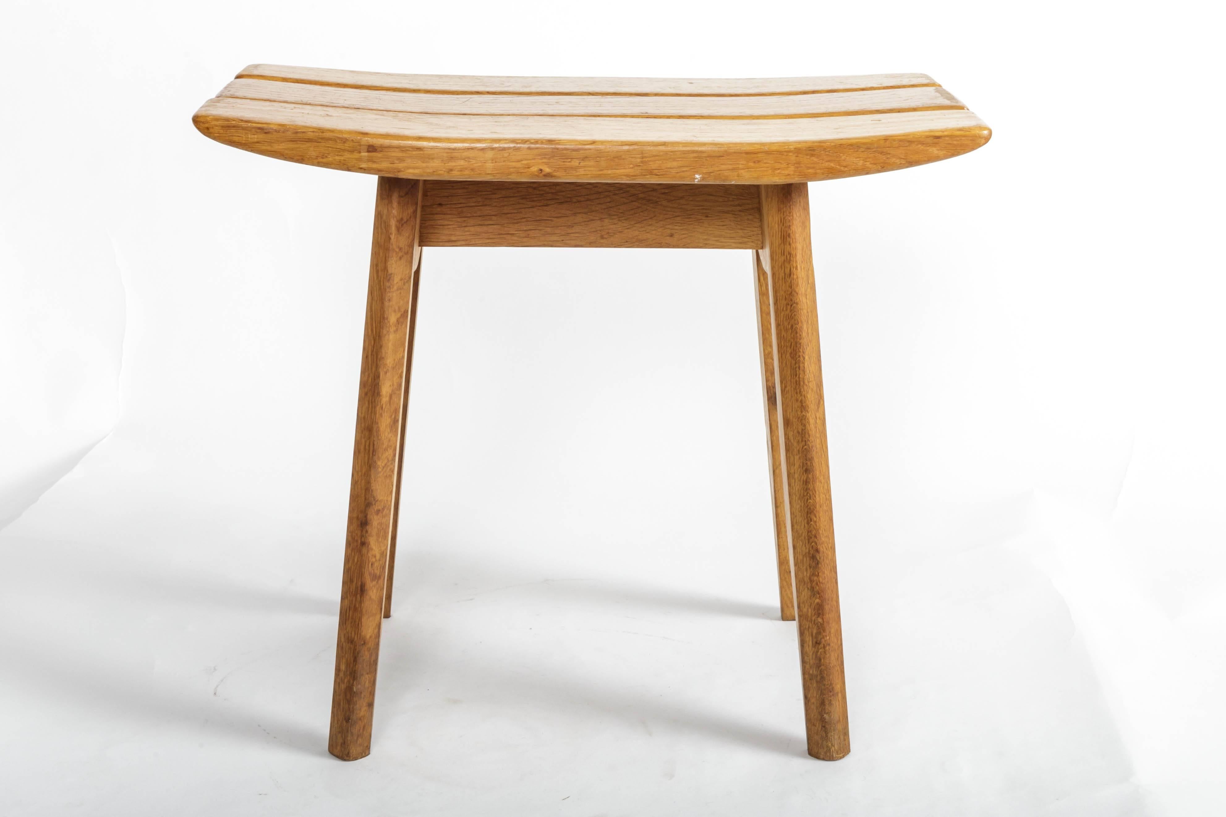 French Oak Stool by Guillerme et Chambron