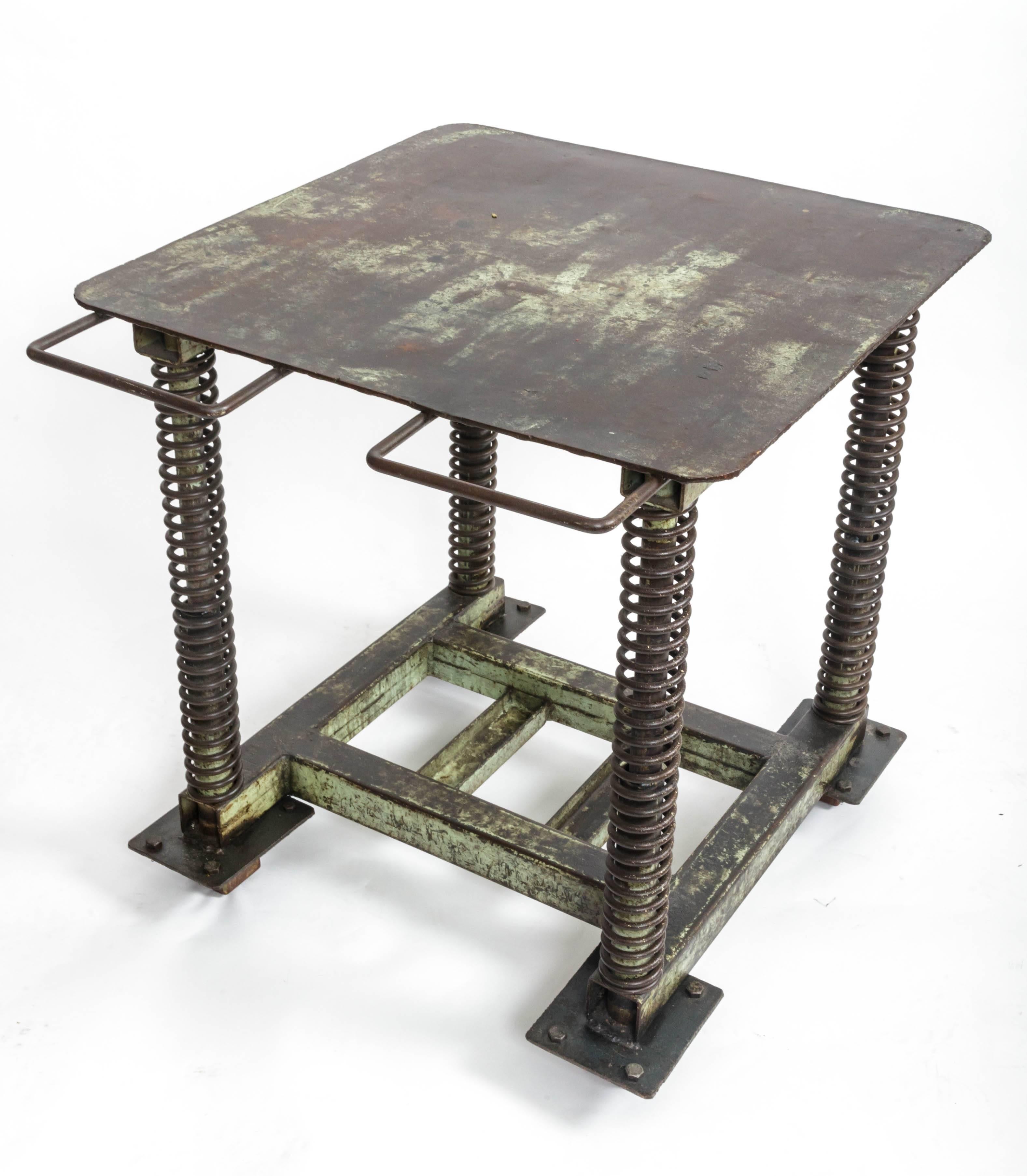 American Green Patinated Steel Industrial Table