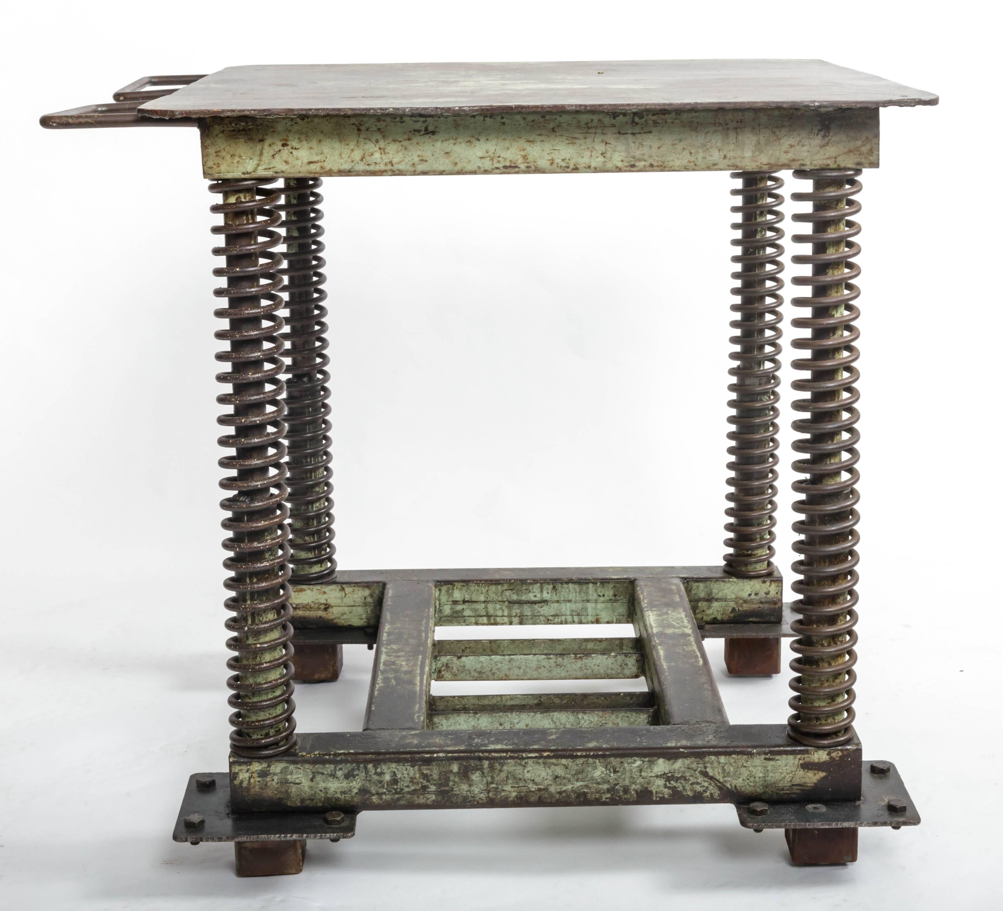 Green Patinated Steel Industrial Table 2
