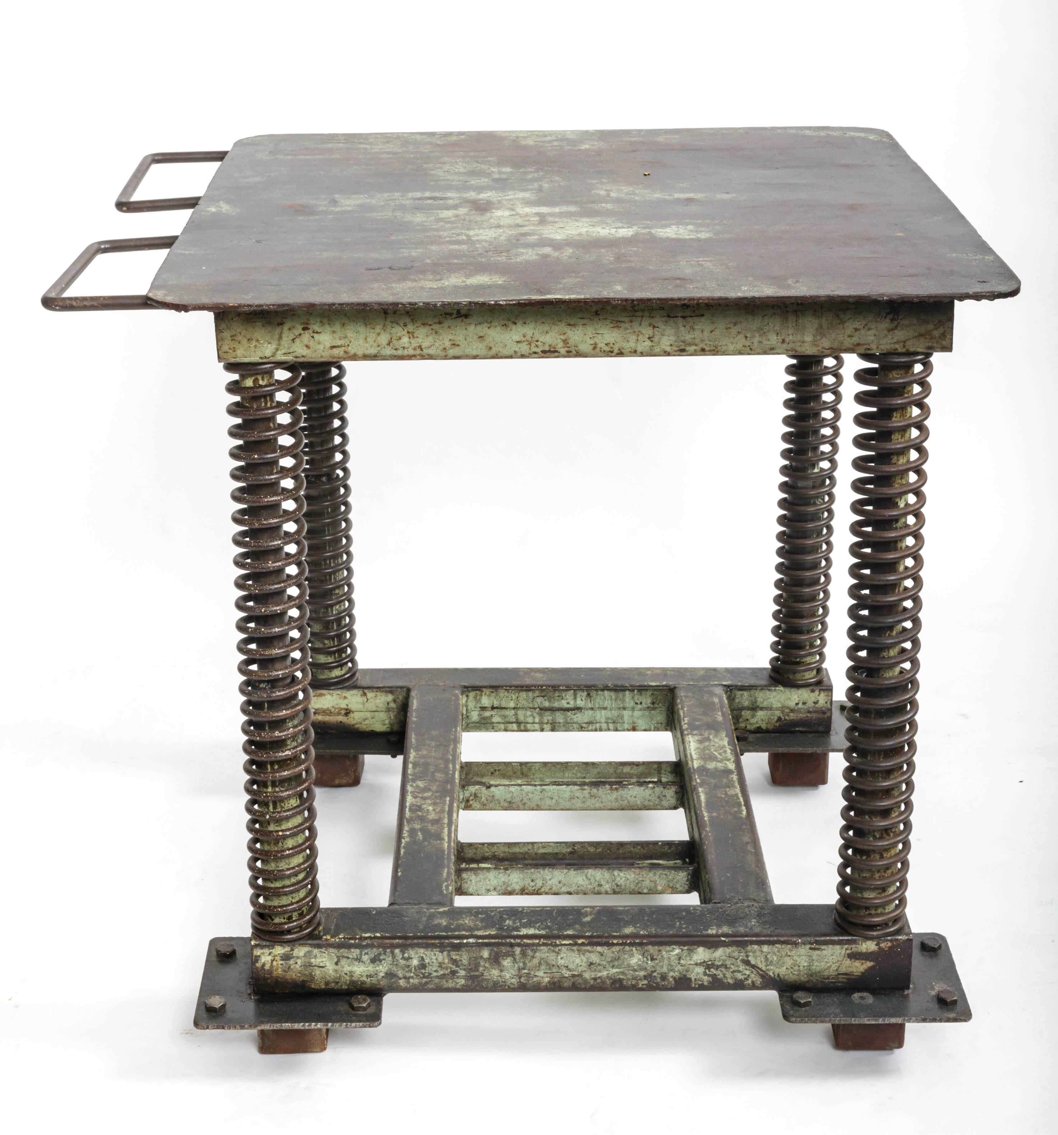 Green Patinated Steel Industrial Table 3