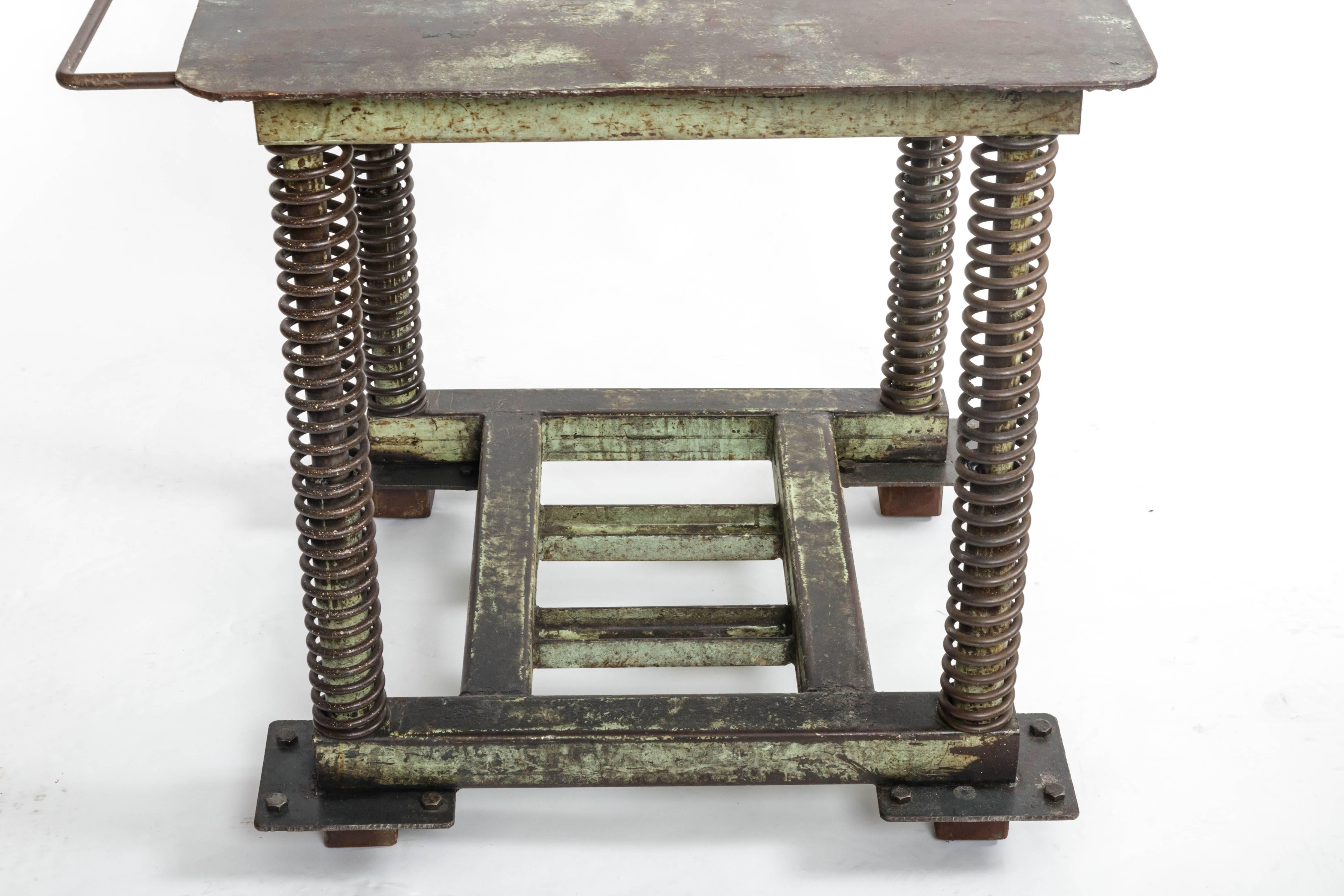 Green Patinated Steel Industrial Table 4