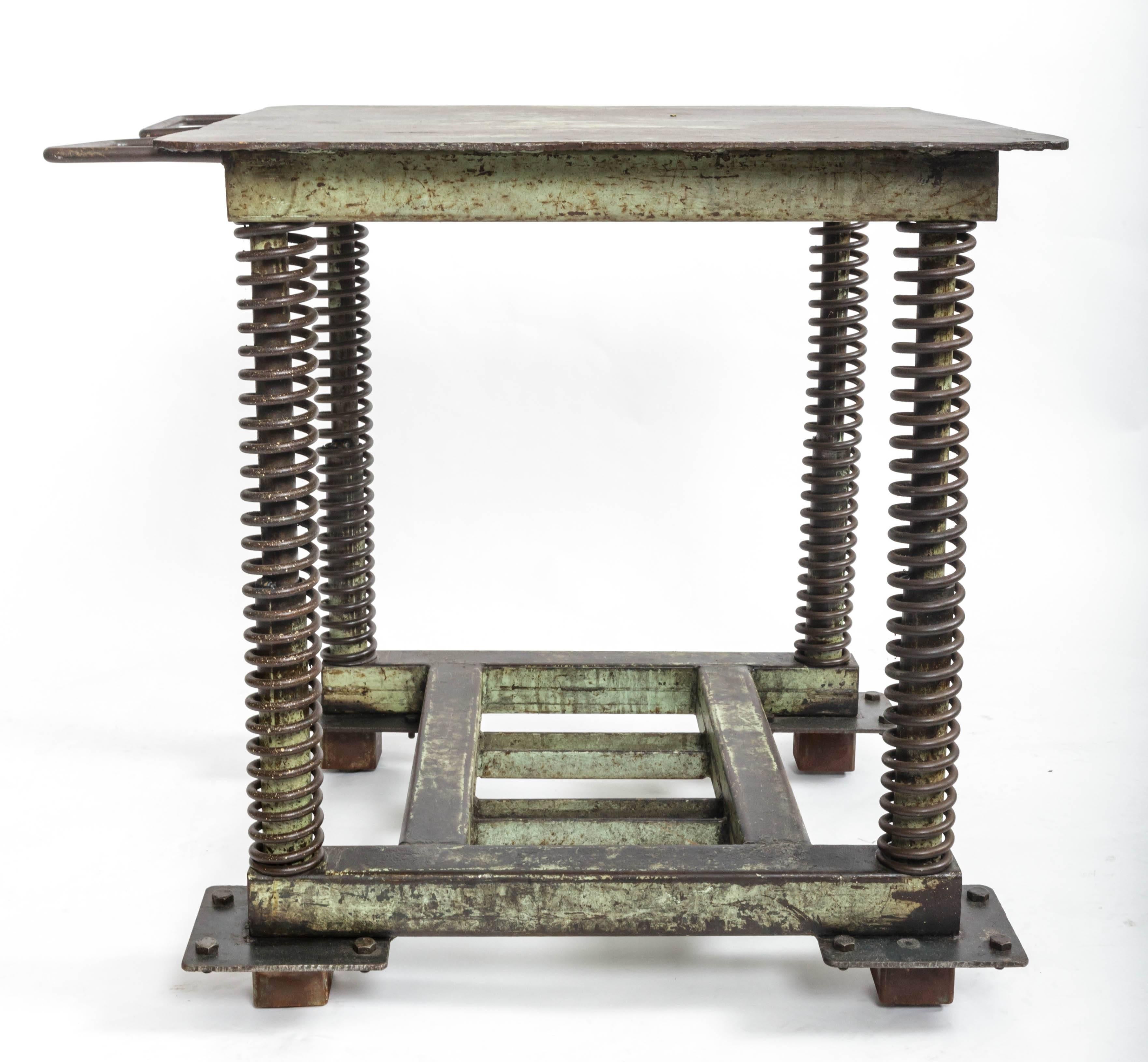 Green Patinated Steel Industrial Table 5