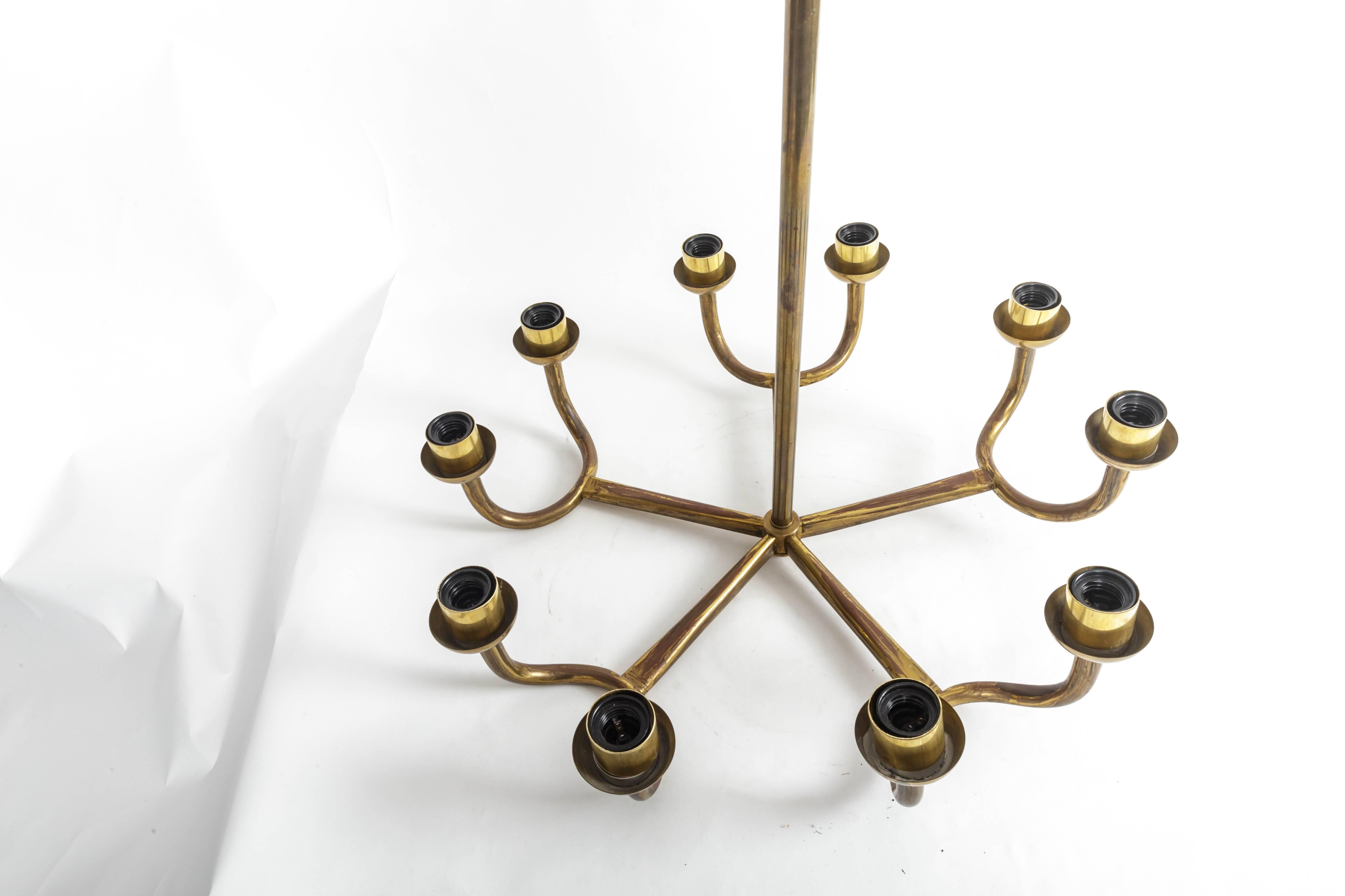 Vintage Mid-Century Italian Brass Chandelier  In Excellent Condition In New York City, NY