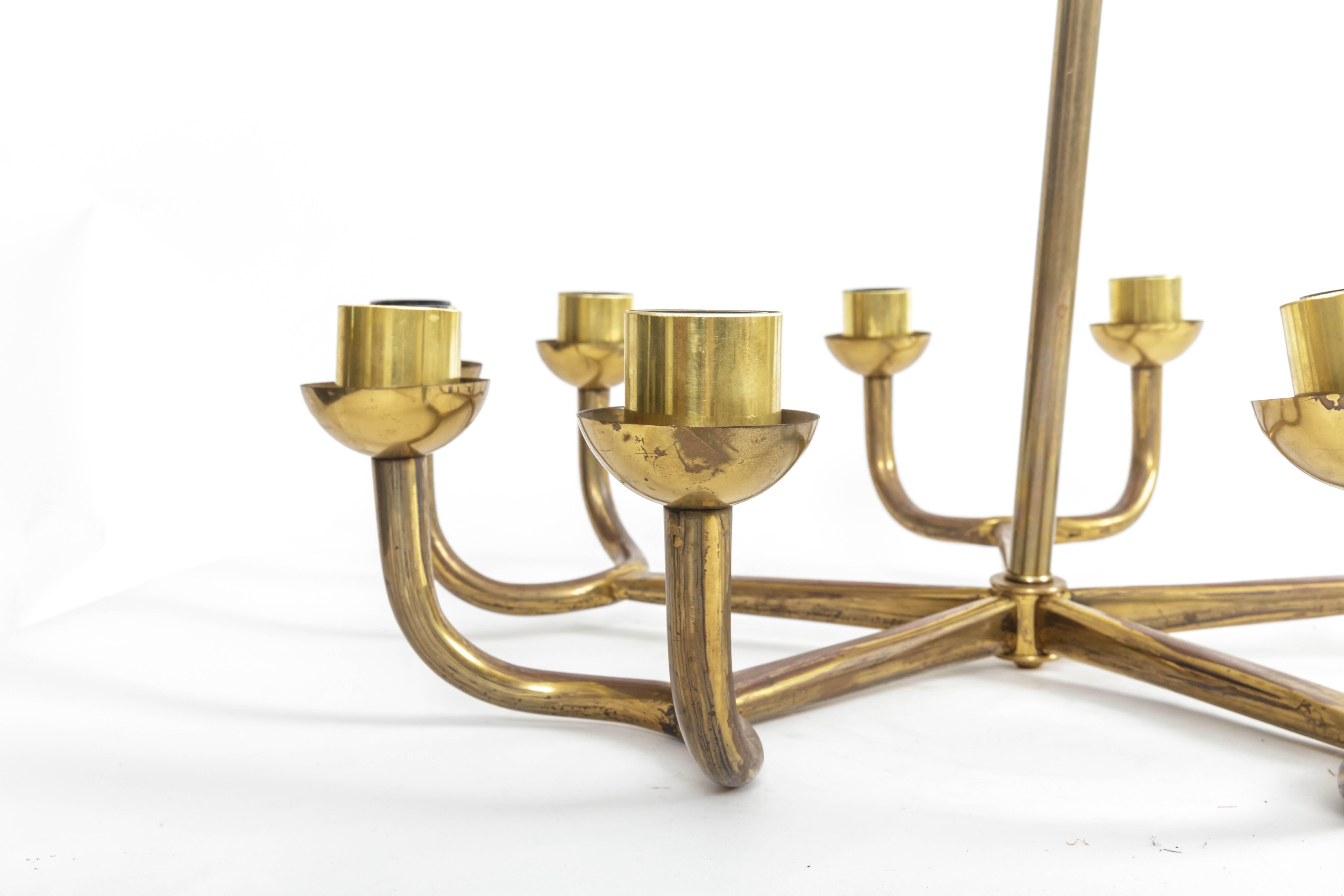 20th Century Vintage Mid-Century Italian Brass Chandelier 