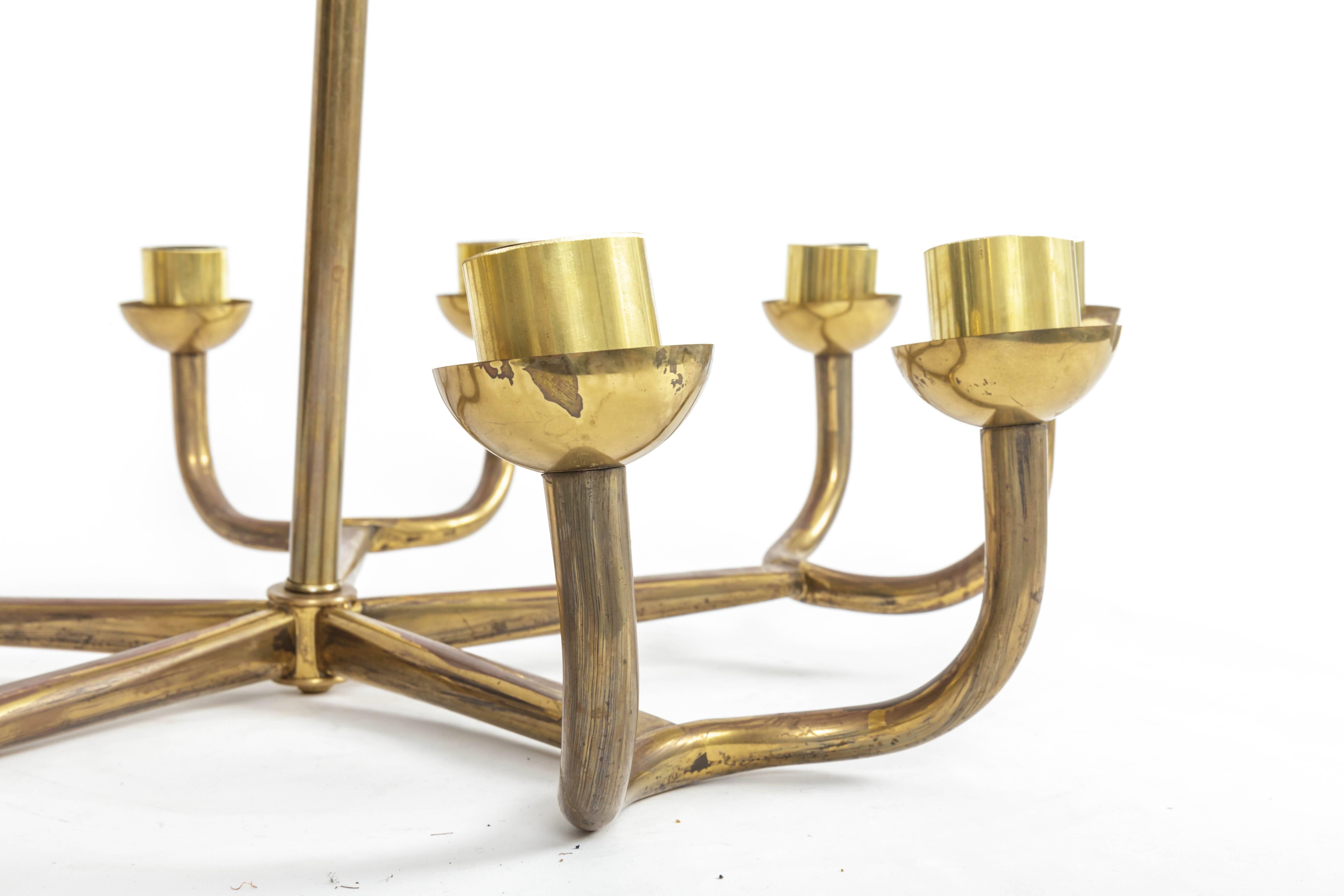 Vintage Mid-Century Italian Brass Chandelier  1
