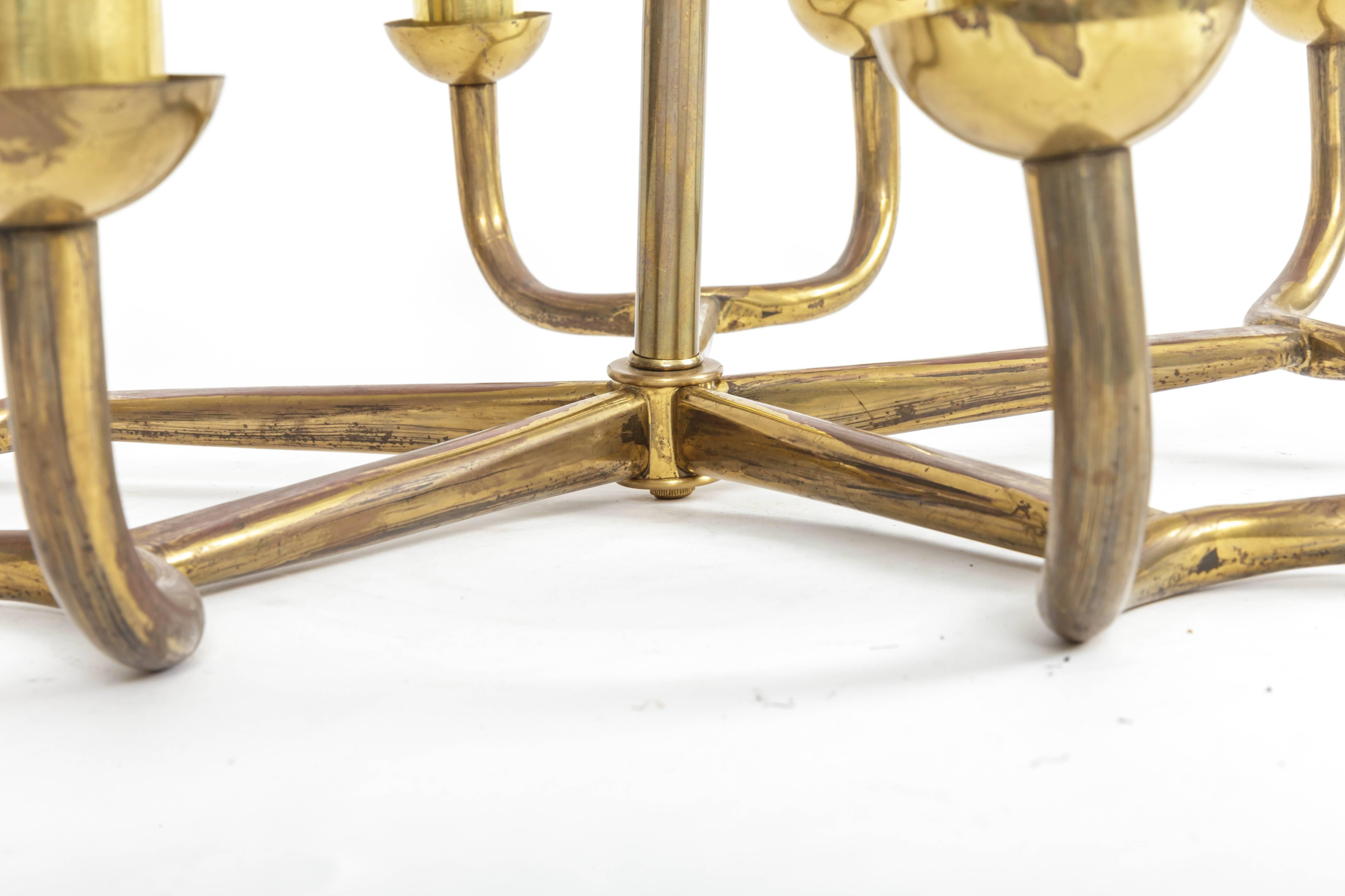 Vintage Mid-Century Italian Brass Chandelier  2