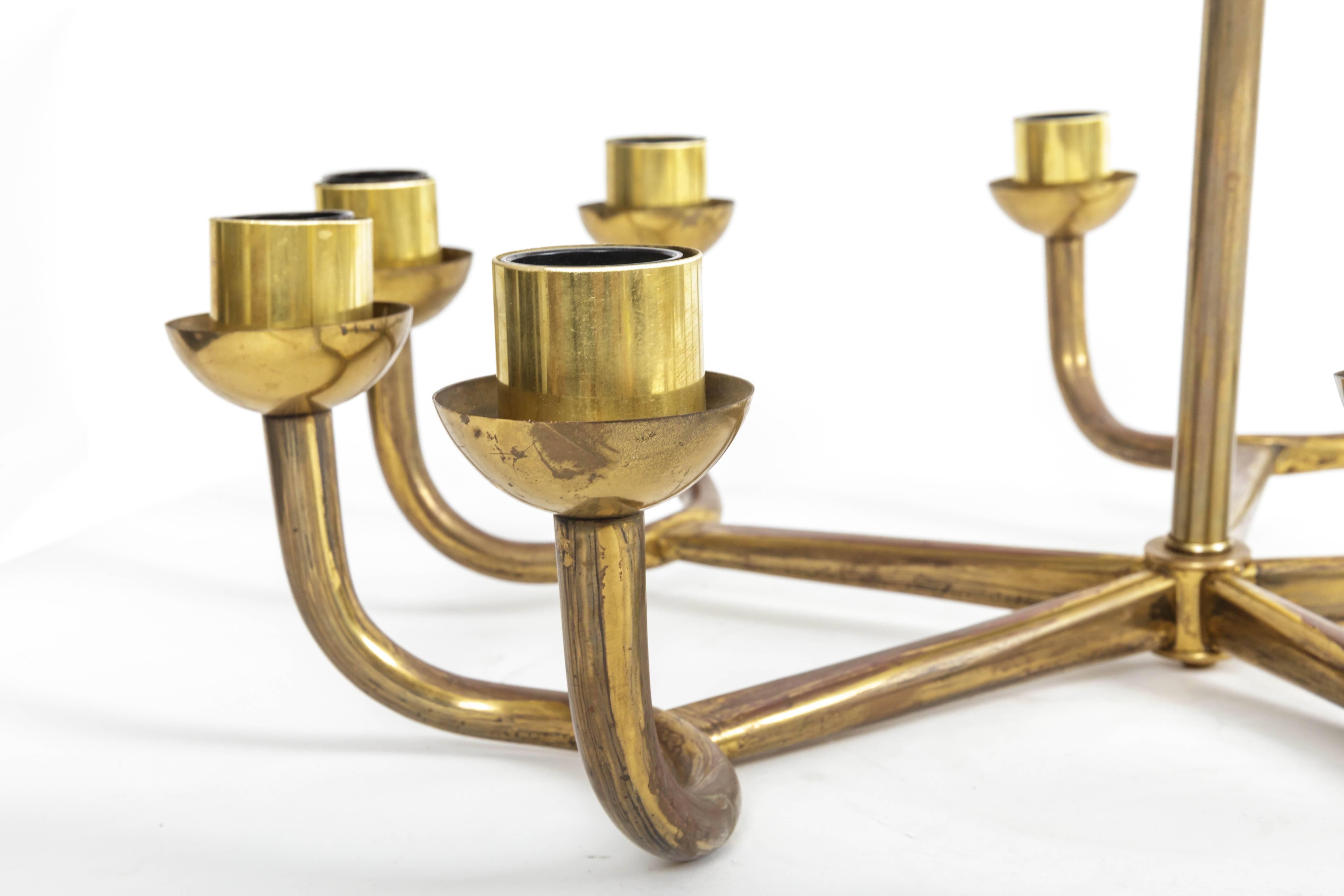 Vintage Mid-Century Italian Brass Chandelier  3