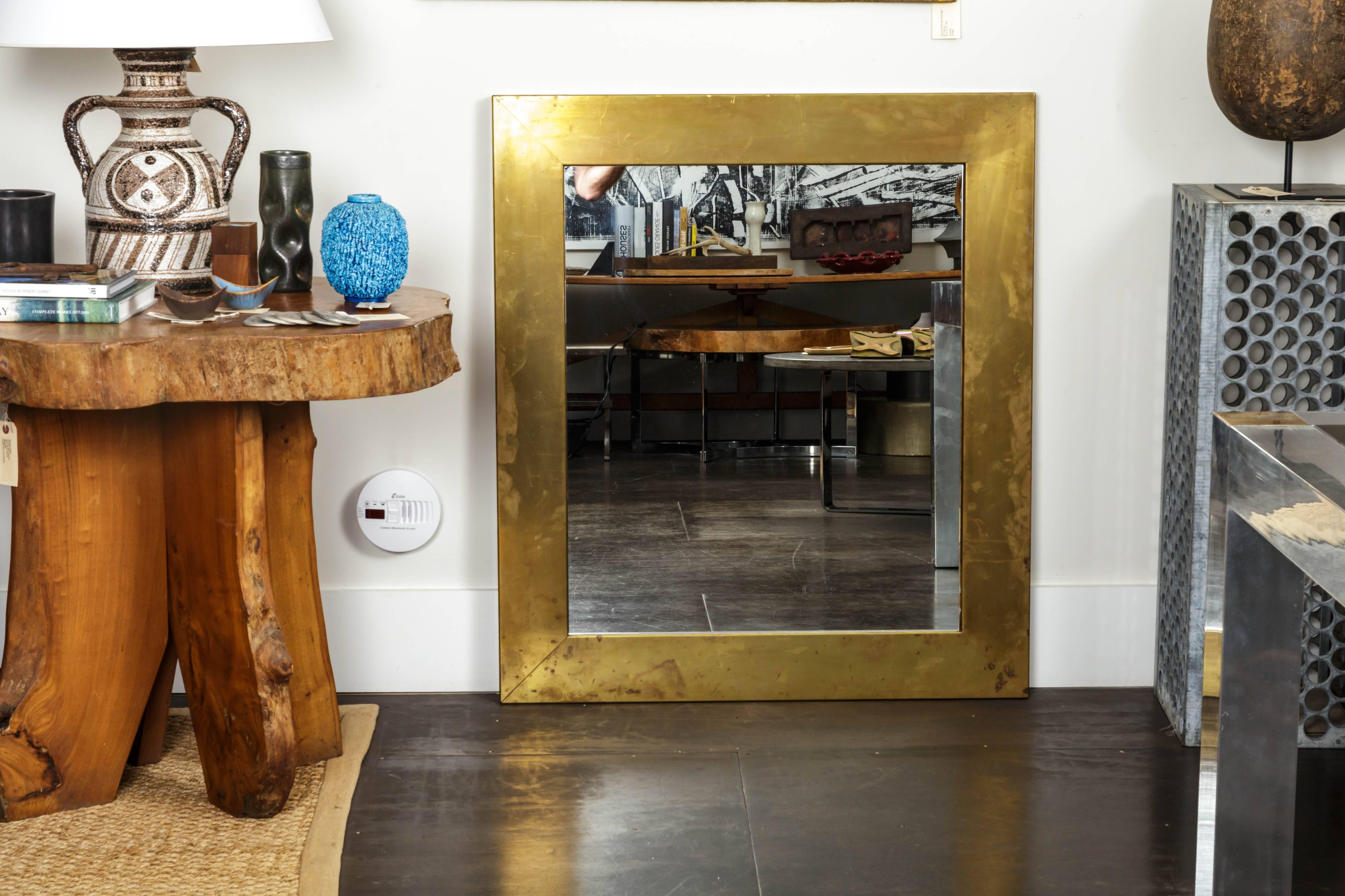 Patinated Brass Mirror  In Good Condition In New York City, NY