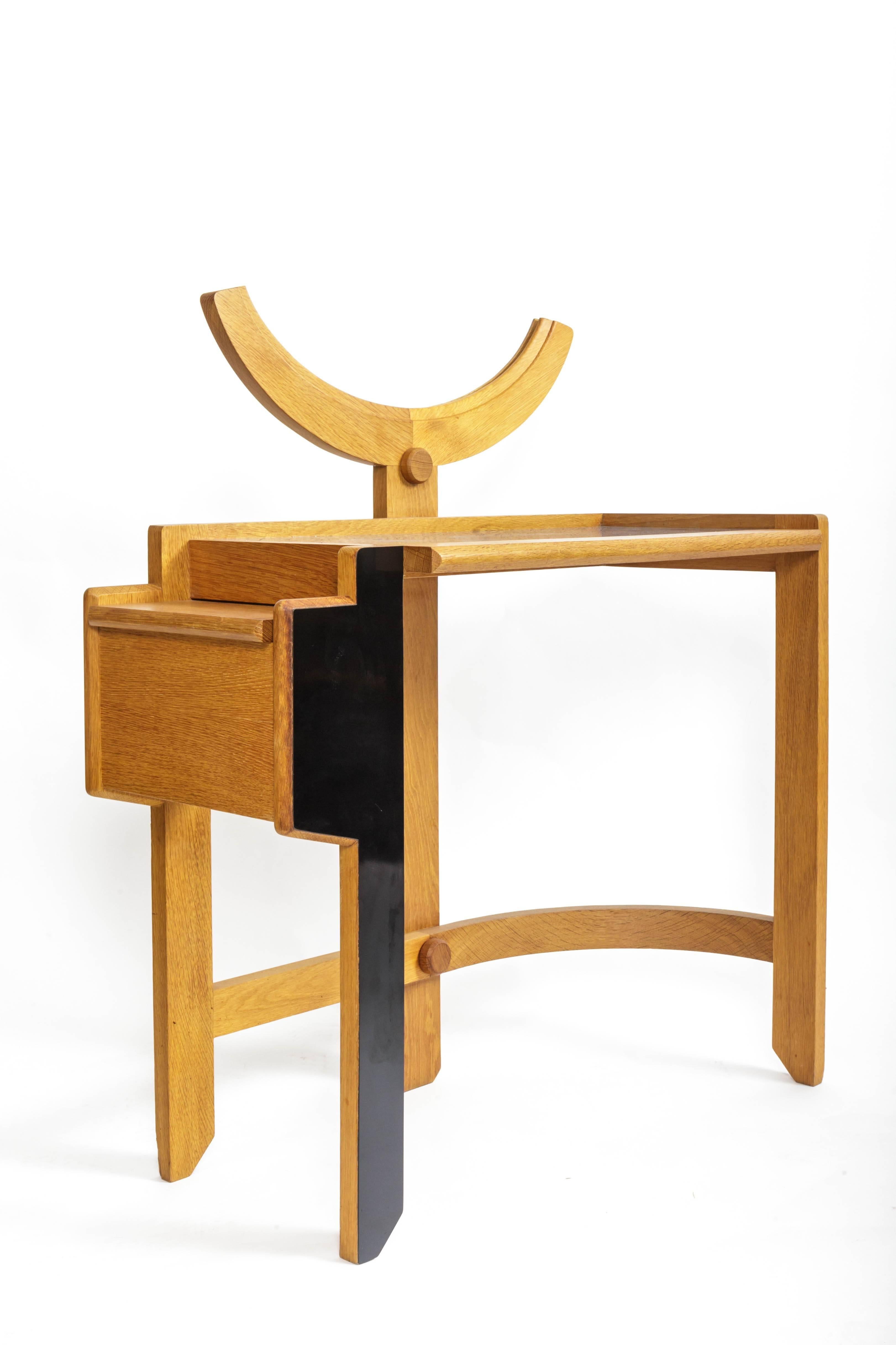 Mid-20th Century Oak Vanity Table by Guillerme et Chambron
