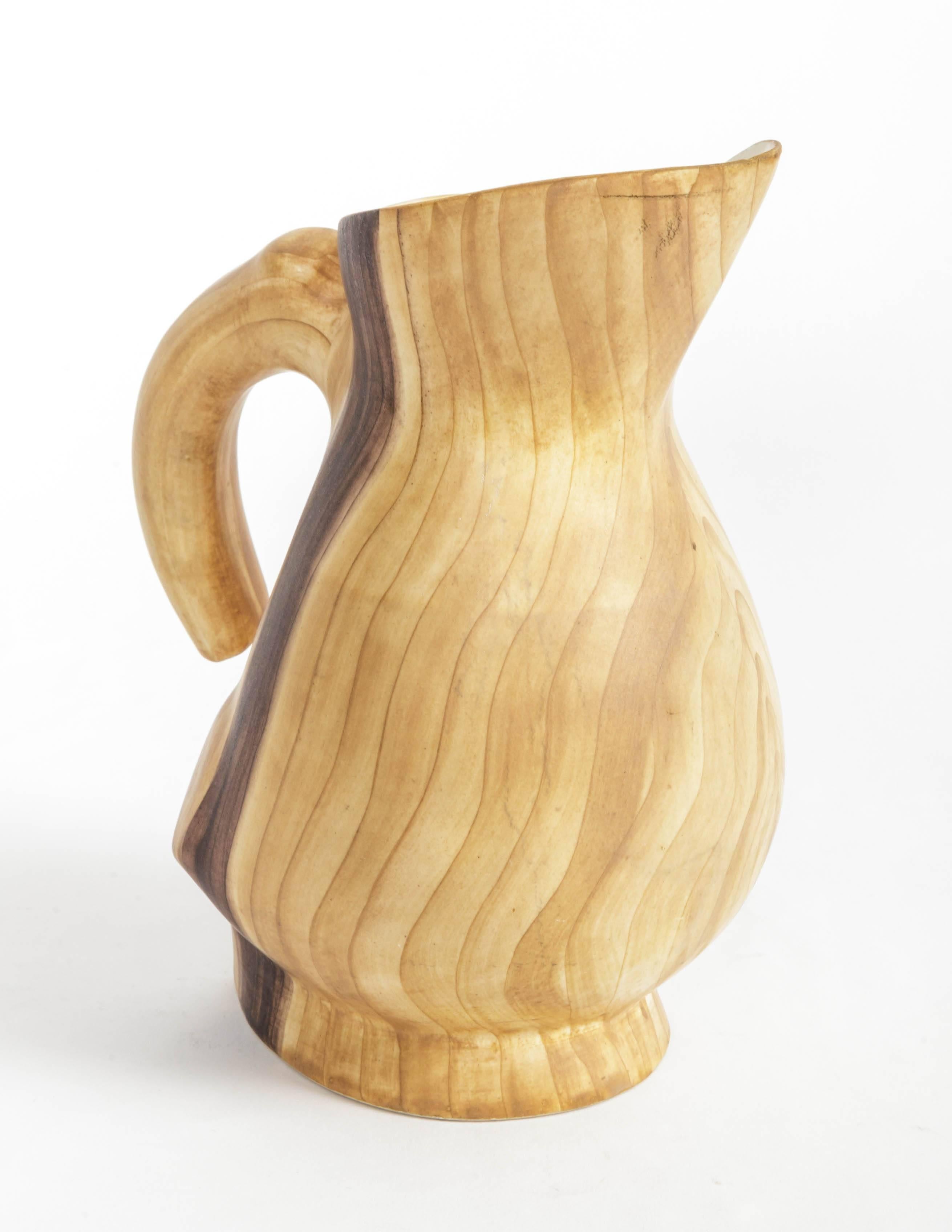 Set of Faux Bois Ceramic Pitcher and Mugs by Grandjean Jourdan 5
