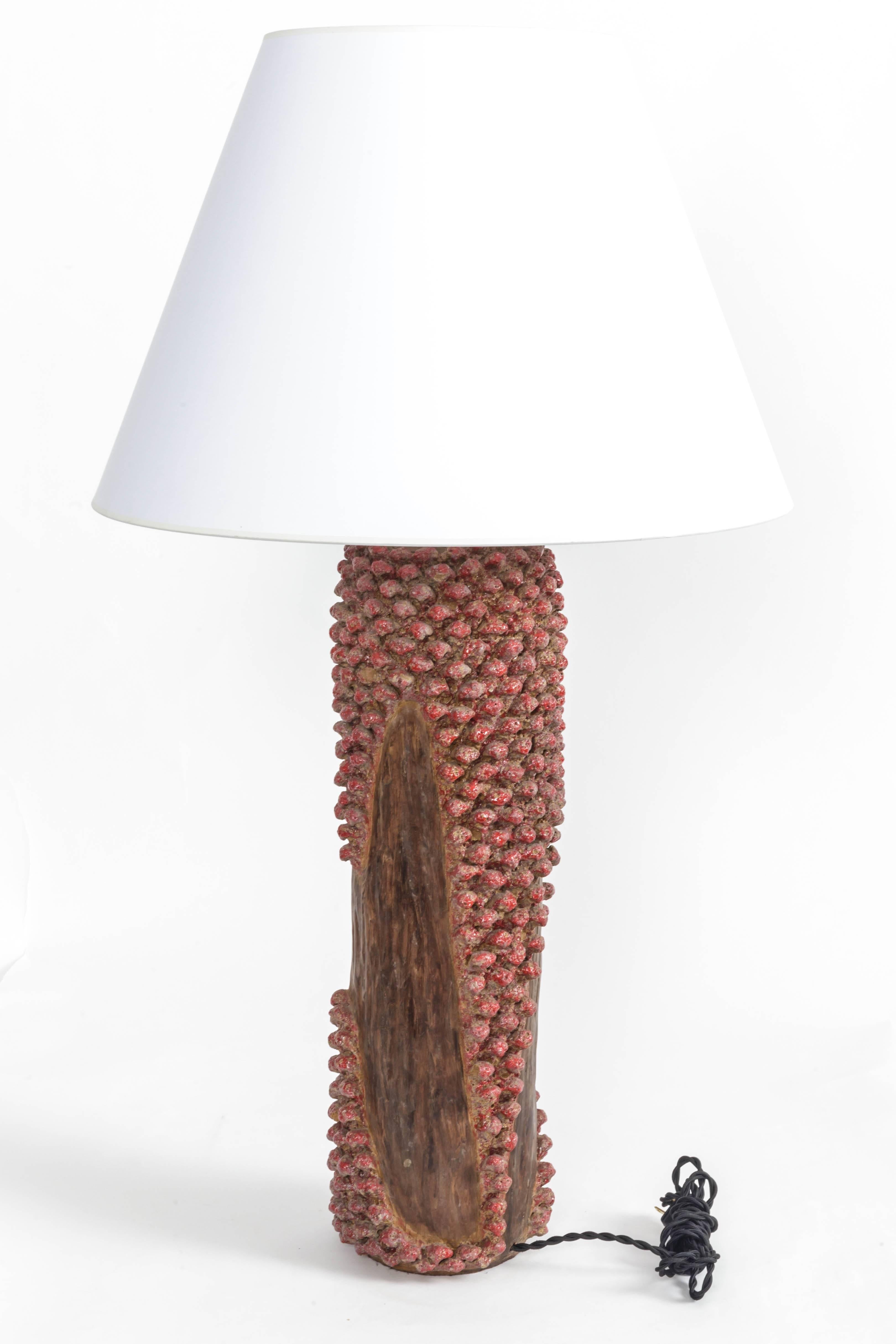 Bronze Textured Red and Brown Ceramic Lamp