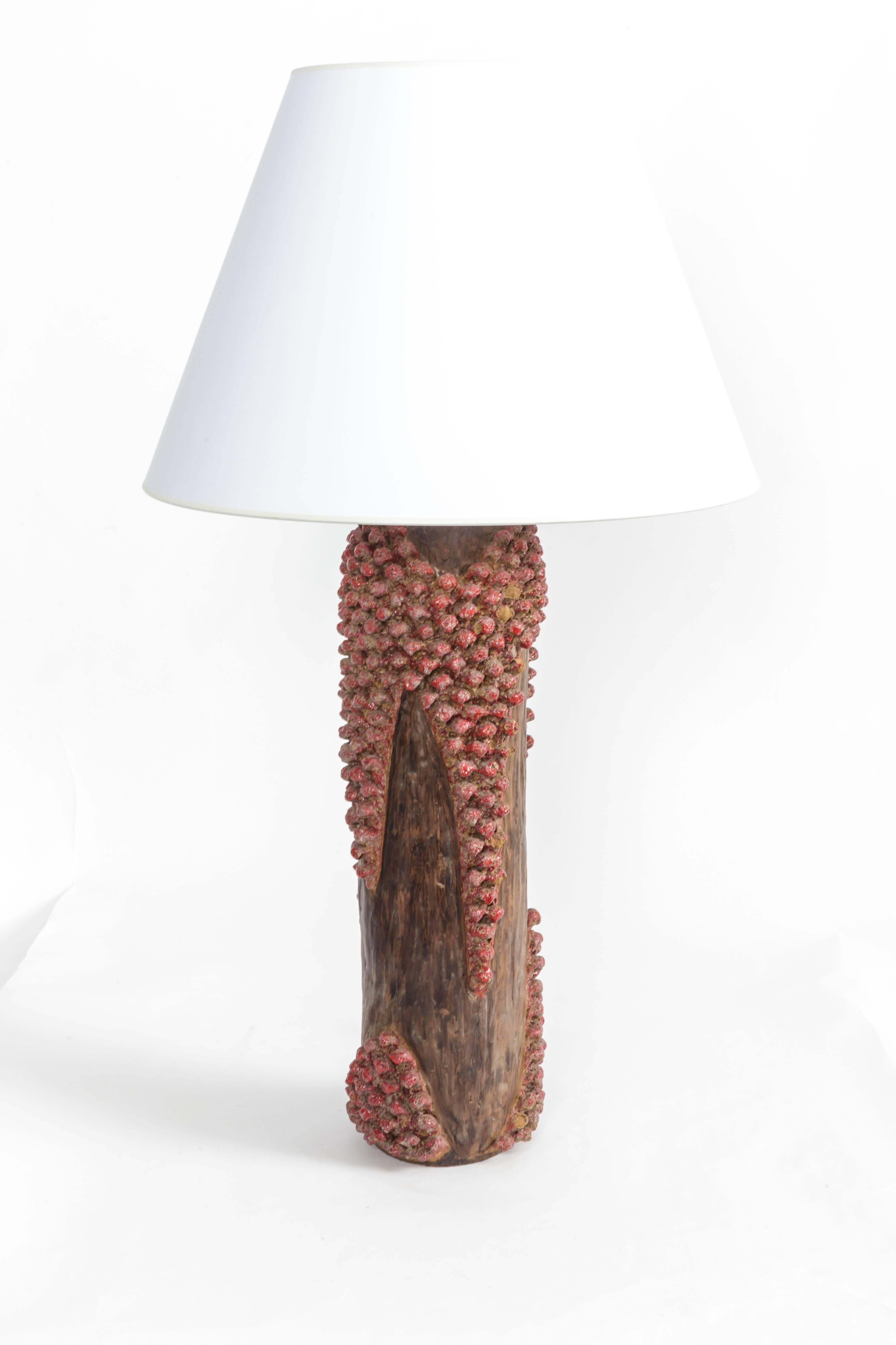 Textured Red and Brown Ceramic Lamp 2