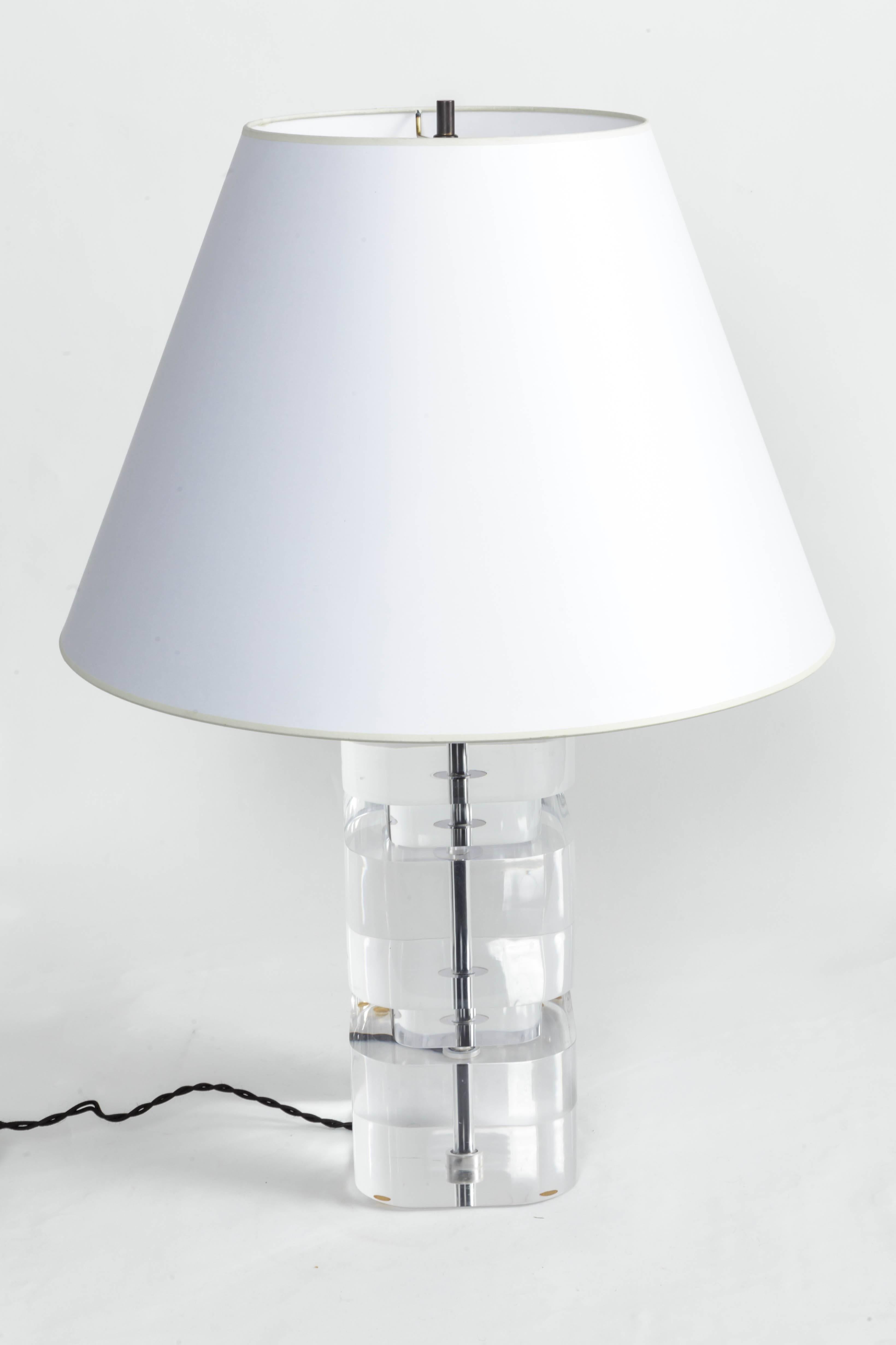 American Liquid Lucite Column Table Lamp