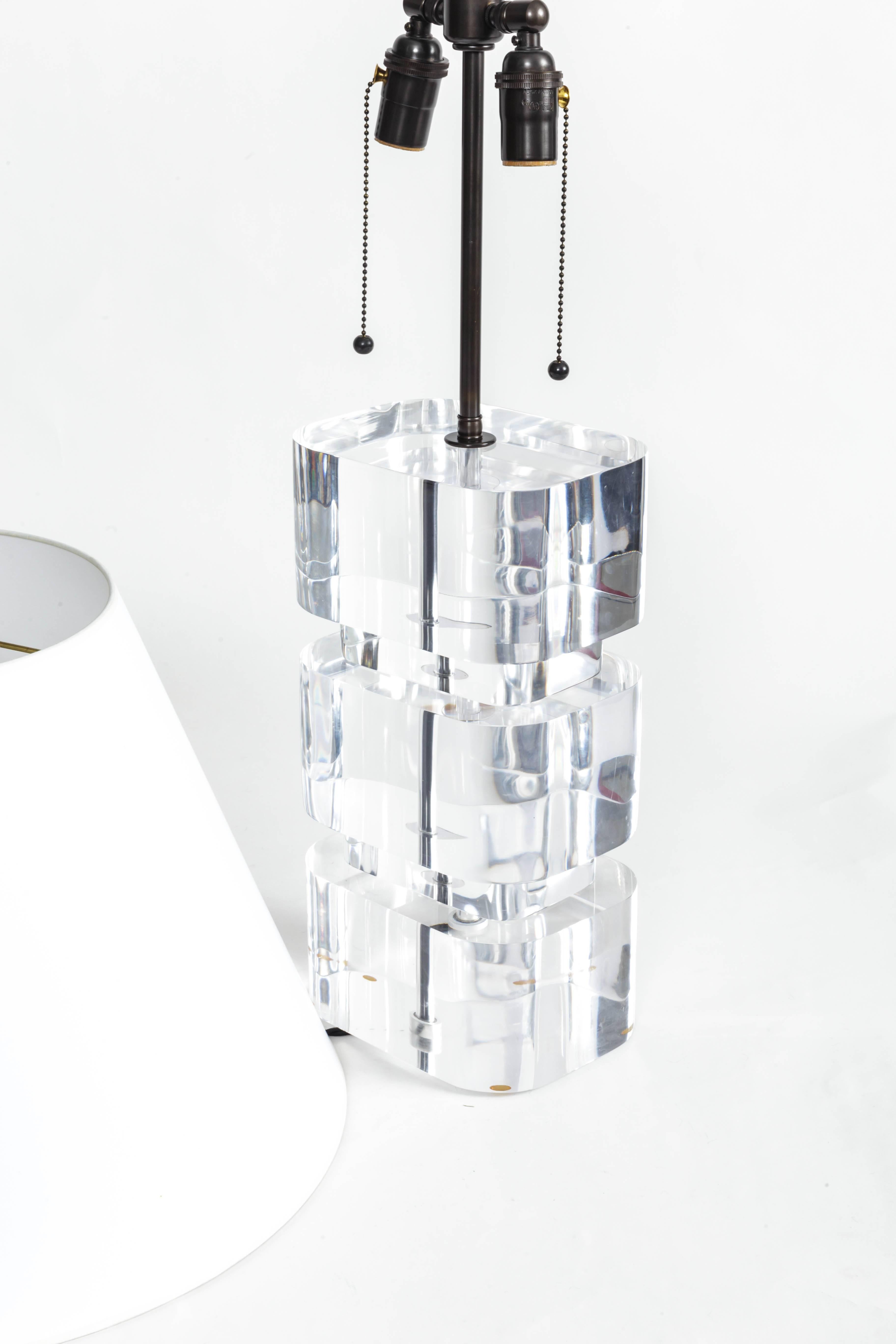 Late 20th Century Liquid Lucite Column Table Lamp