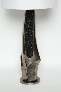 Laurel Black Quartz and Gunmetal Sculptural Lamps
