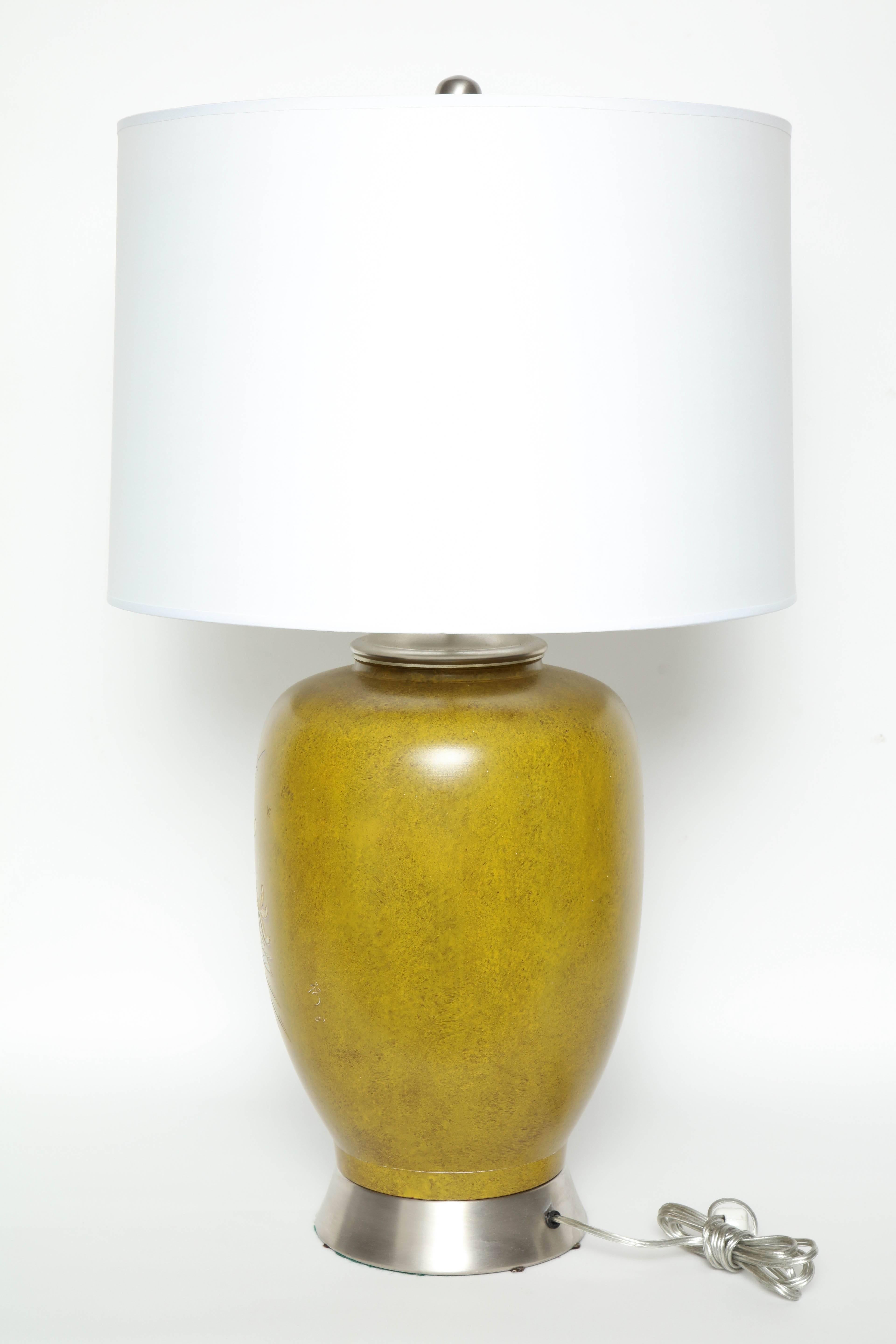 Marbro Ochre Glazed Porcelain Lamps 3