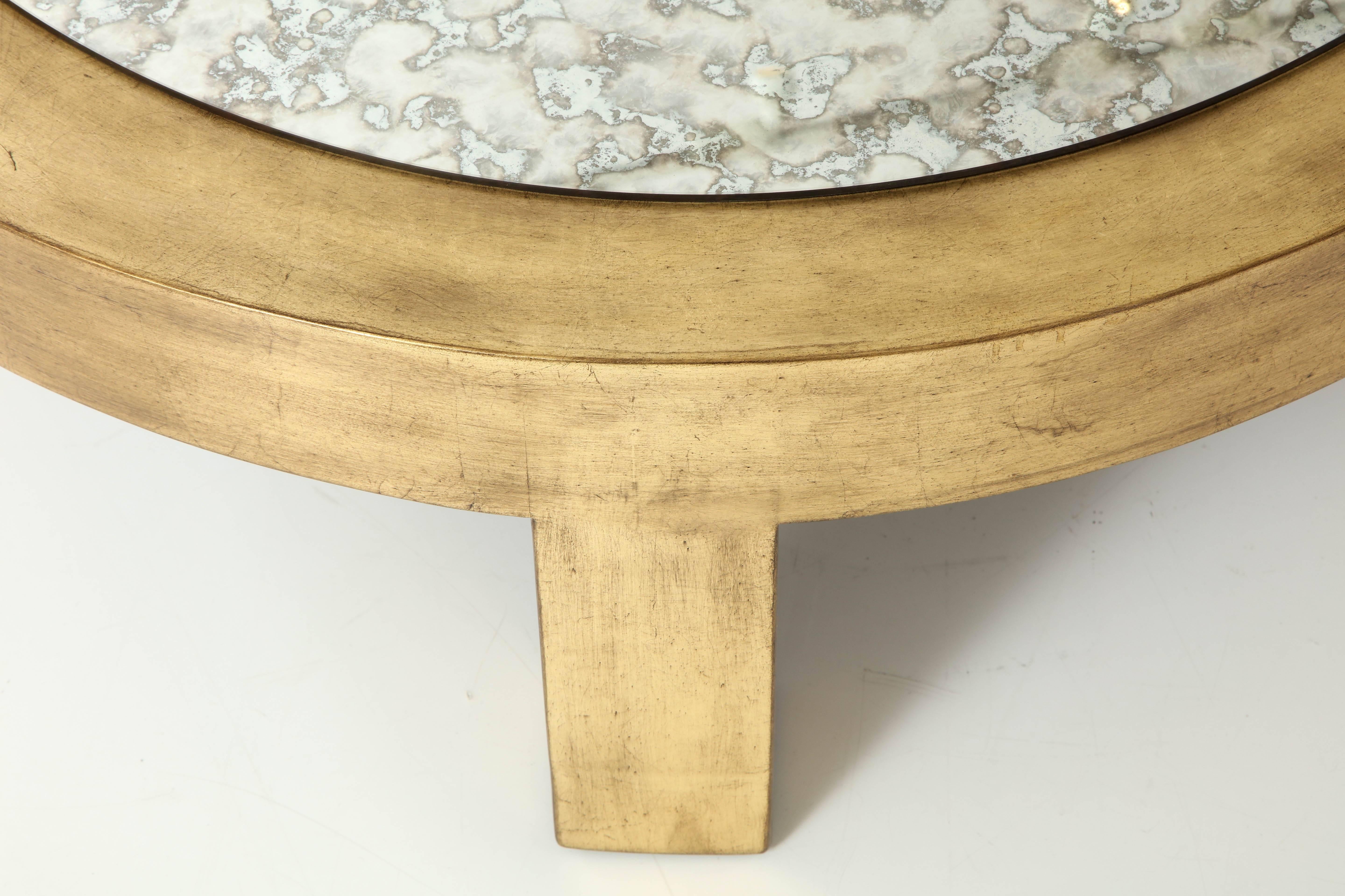American James Mont Gold Leaf Coffee Table, Signed For Sale