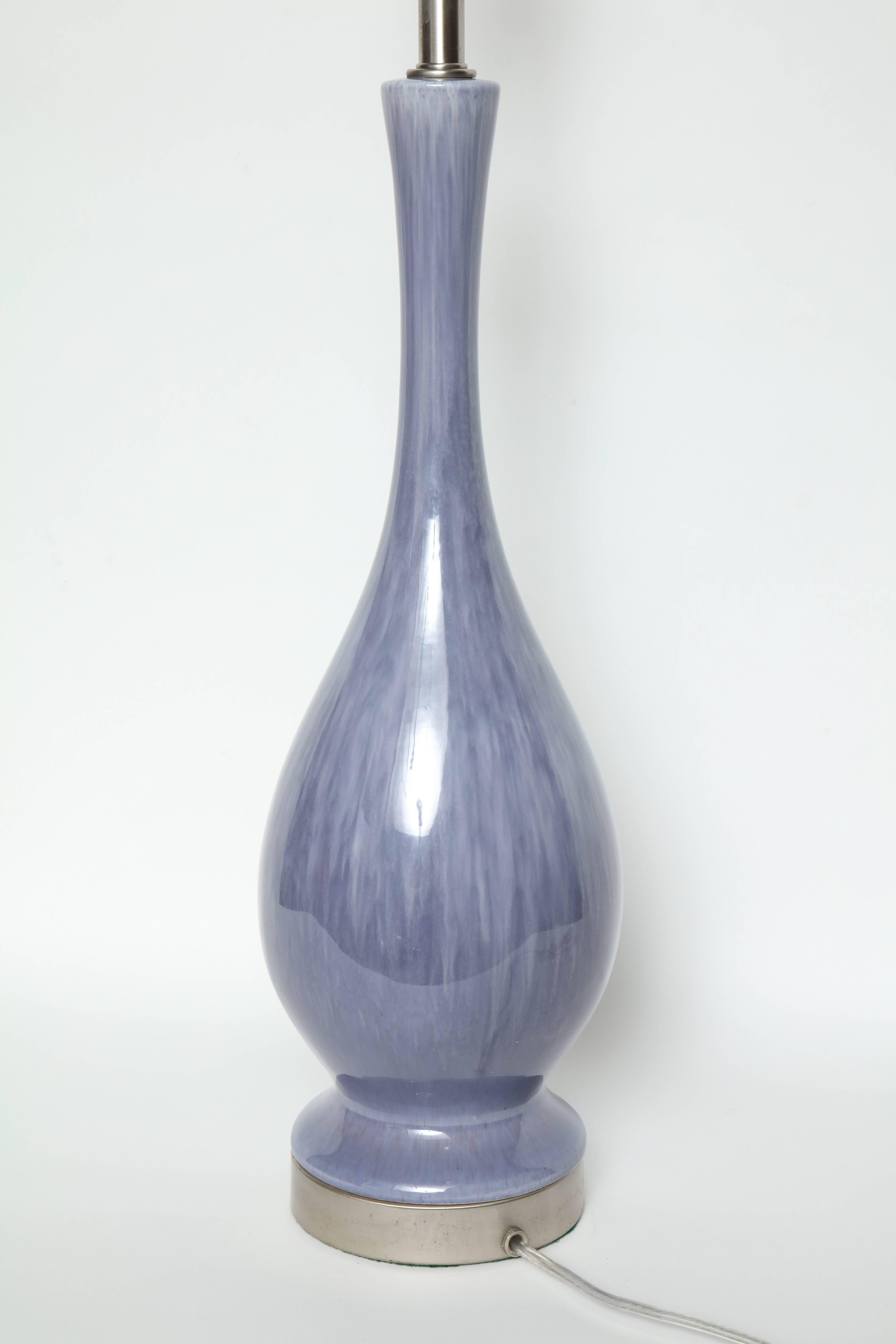 Ceramic Midcentury Lilac Glazed Lamps